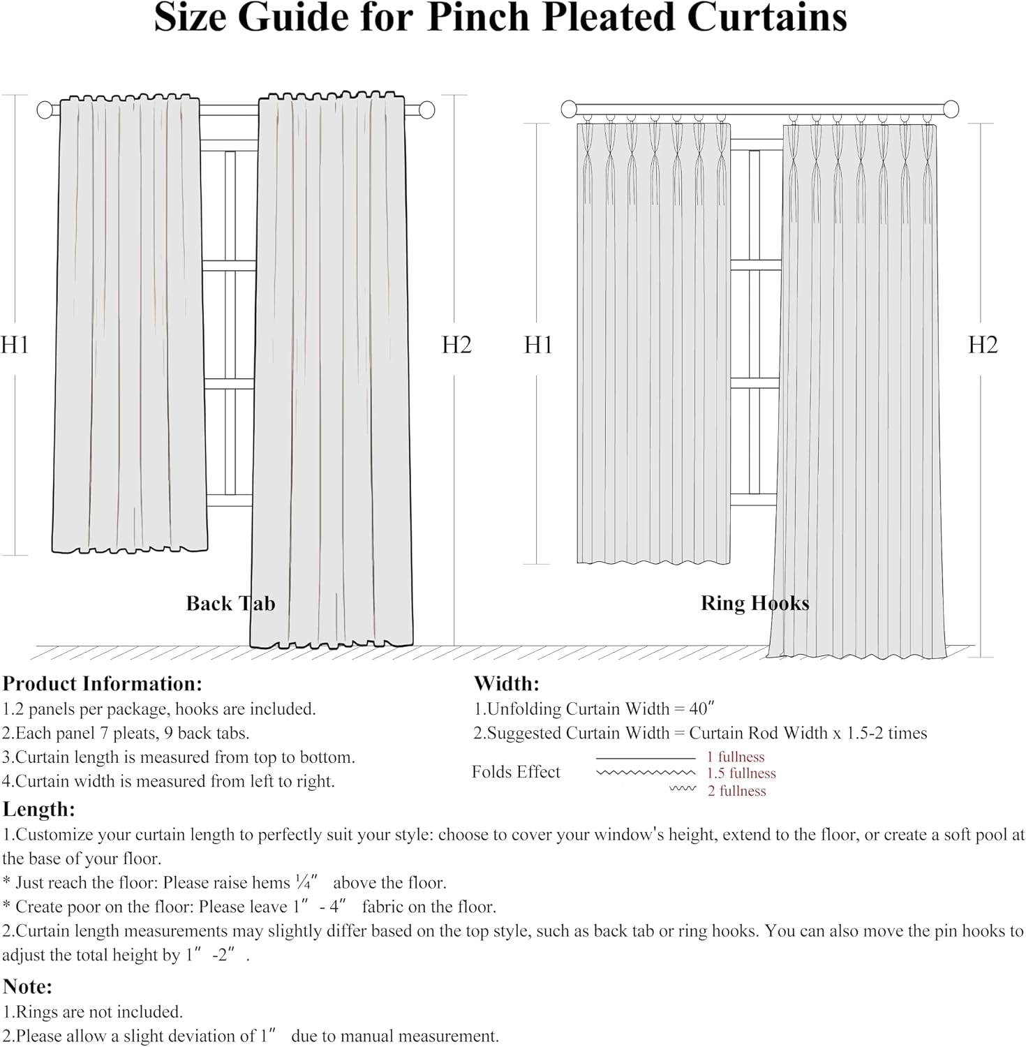 WEST LAKE Pinch Pleated Semi Sheer Curtains 90 Inches Length,White Jacquard Textured Drapes,Modern Window Treatment for Bedroom Living Room,Back Tabs,40" Wx90 L(Pack of 2),White
