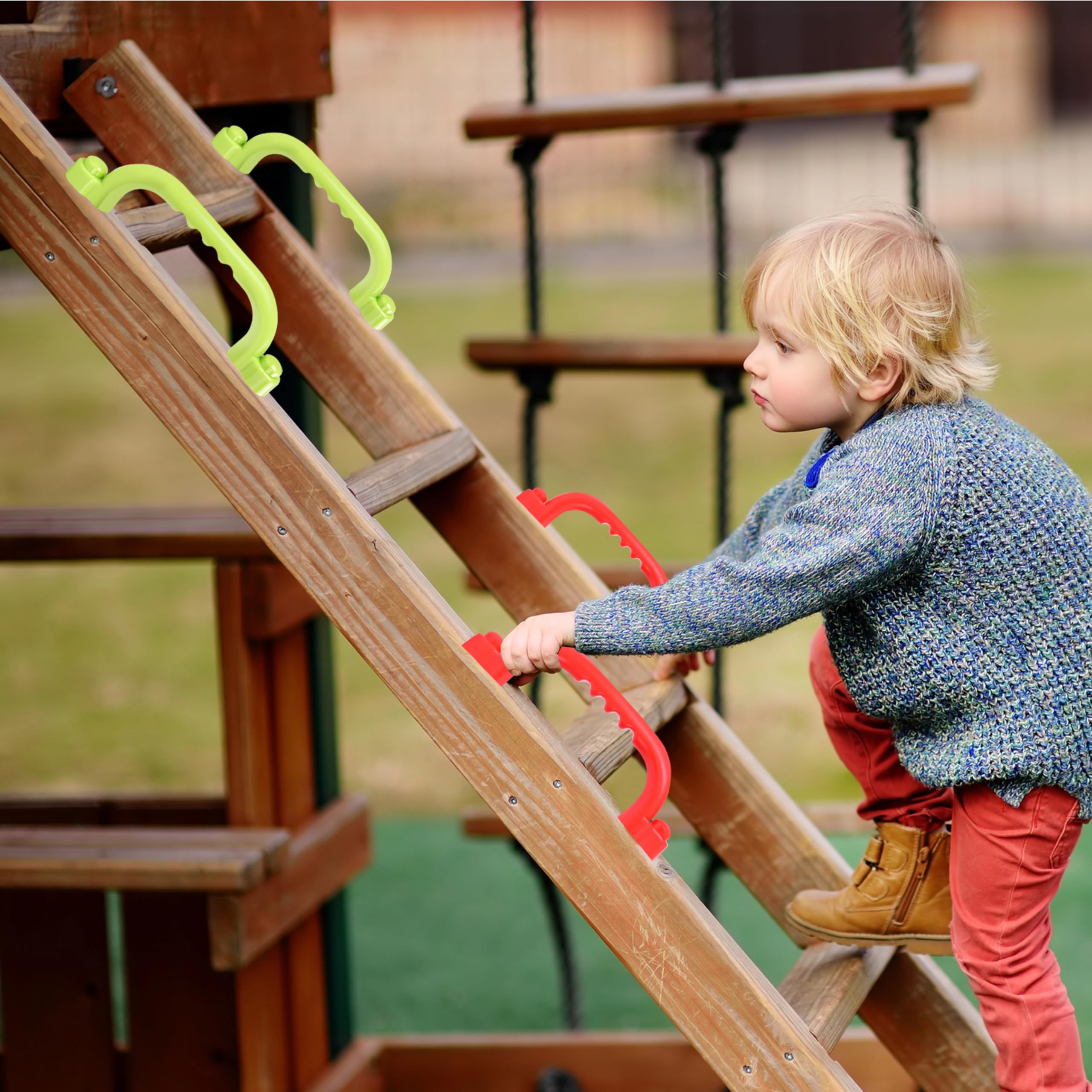 Charmofun Asas de Seguridad para Parques Infantiles, Asas de Escalada Antideslizante para Niños, Manijas de Seguridad para Patio de Recreo (8pcs-B)