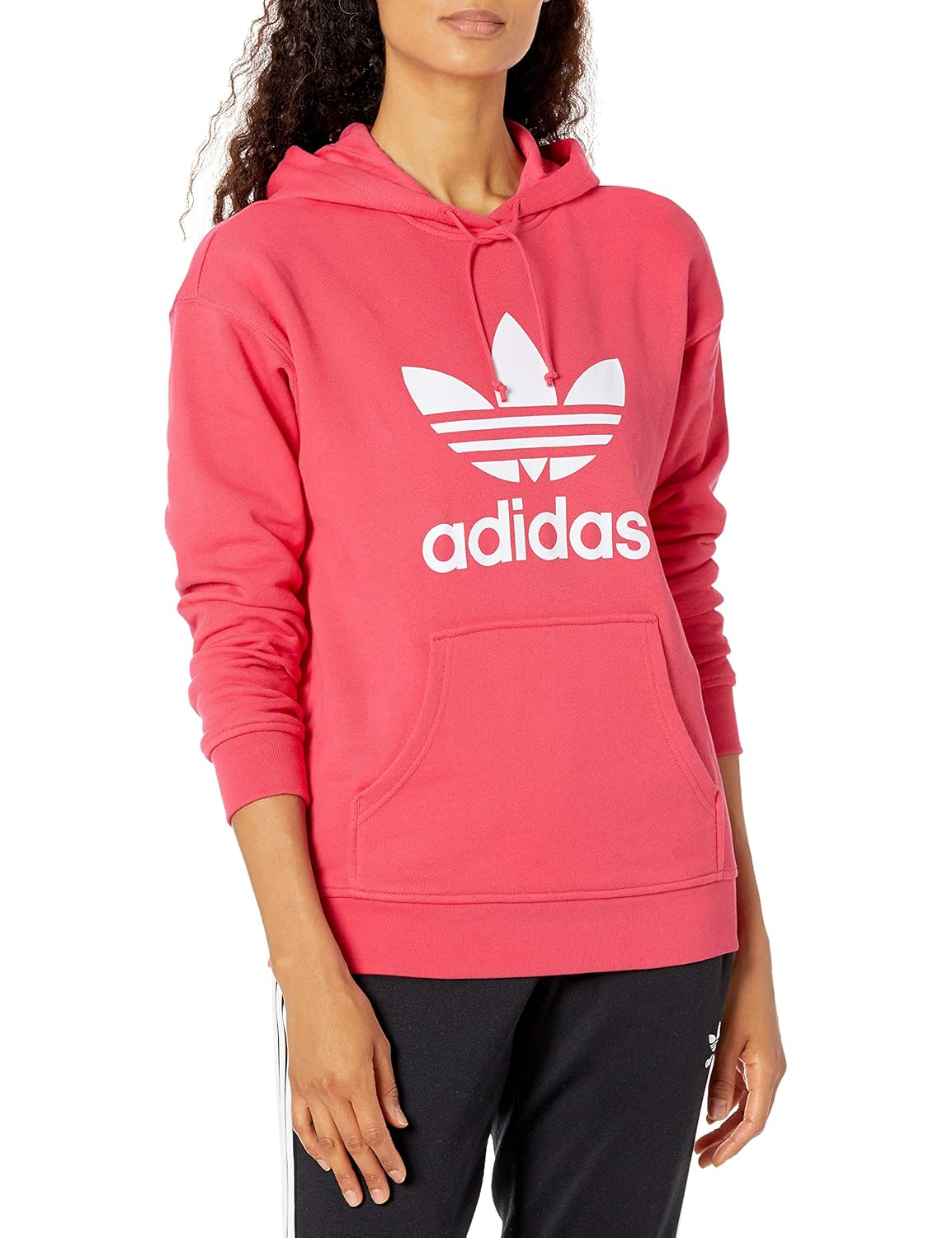 adidas pink trefoil hoodie women's