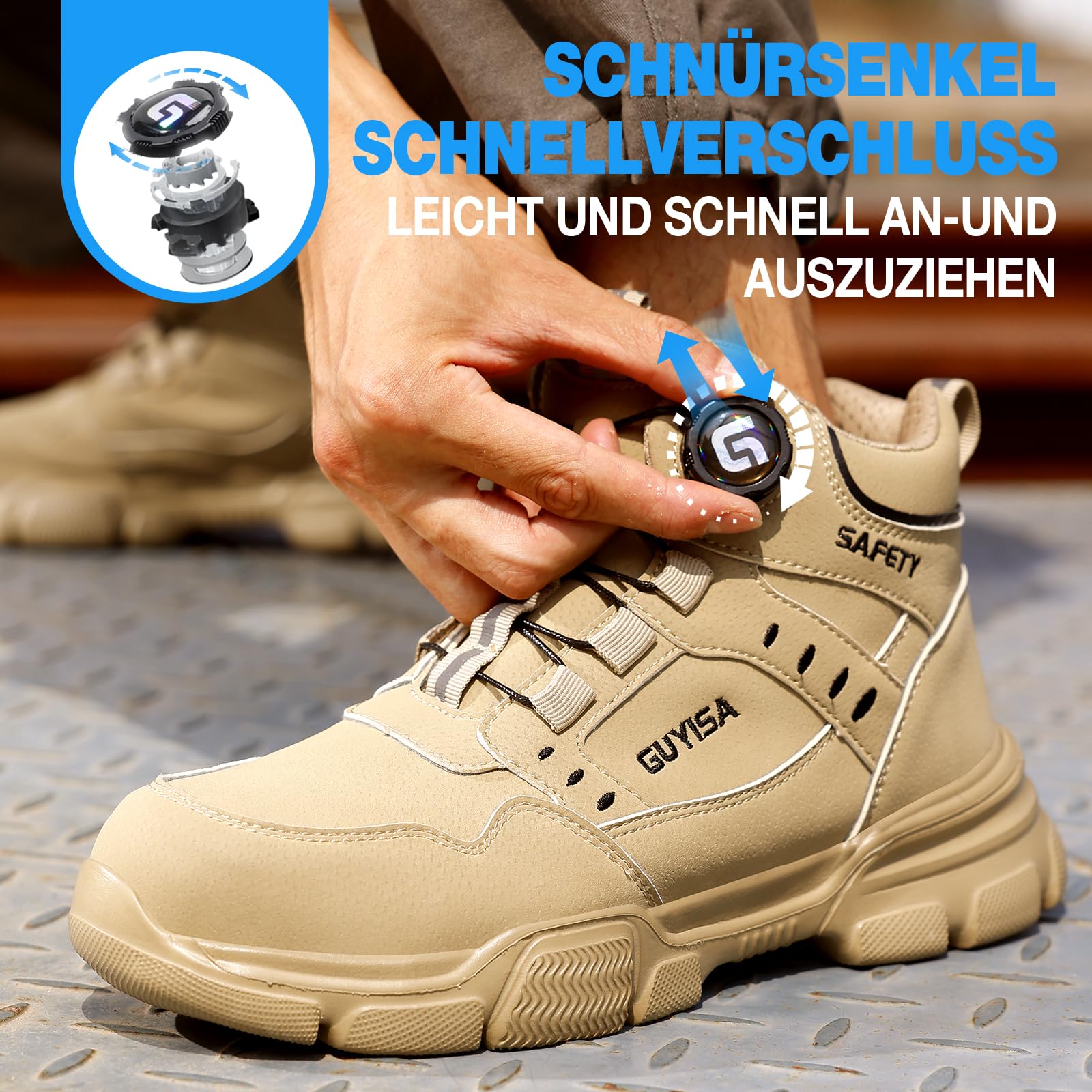 LAoutun Sicherheitsschuhe Arbeitsschuhe Herren Arbeitsstiefel Stahlkappenschuhe Herren Leicht Arbeits- & Berufsschuhe Schnürsenkel Schnellverschluss Arbeitsstiefel Größen 38-50 EU