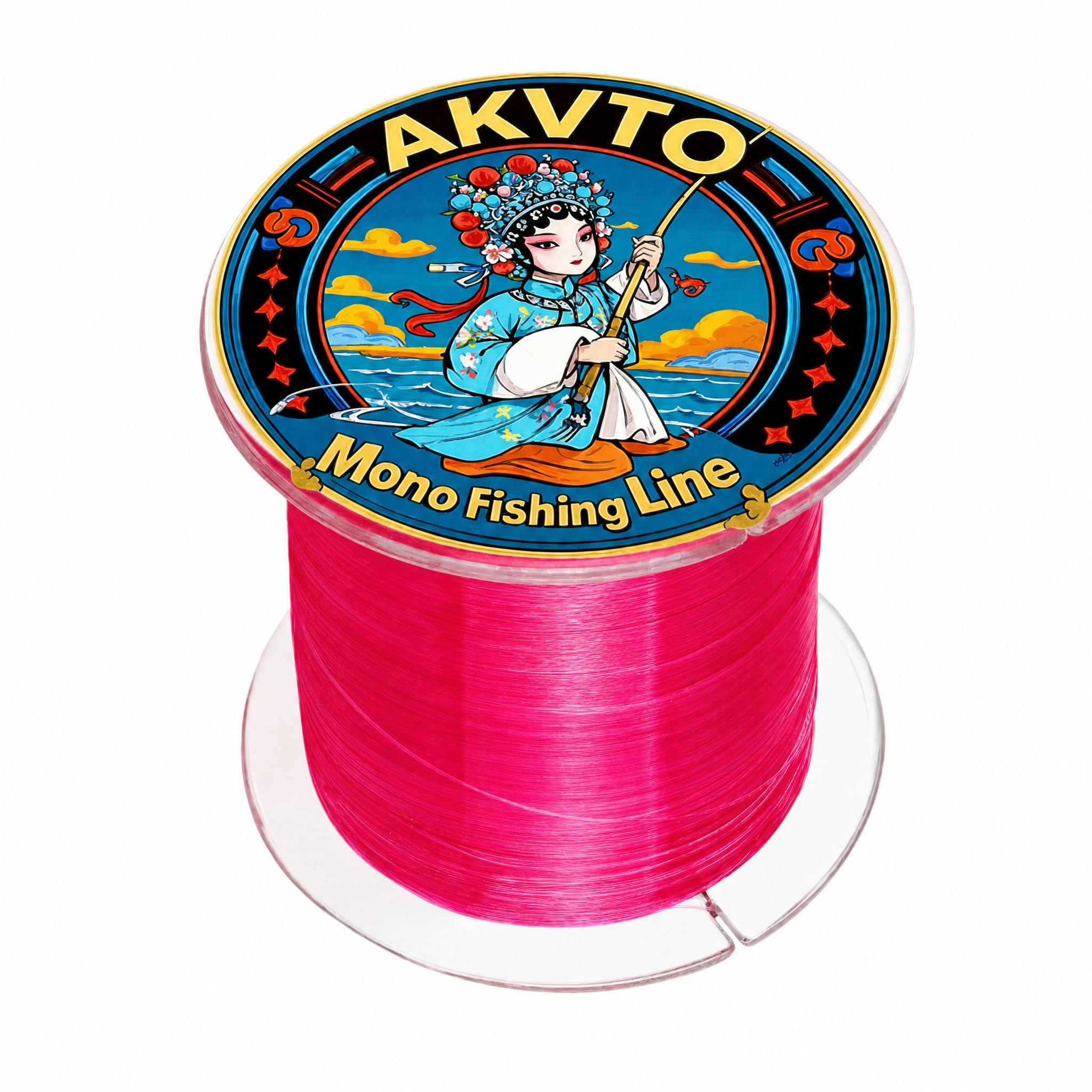 AKvto Rose Red Monofilament Fishing Line, 500 Yards, 25LB Test, High Strength Abrasion Resistant Fresh and Saltwater Nylon Line