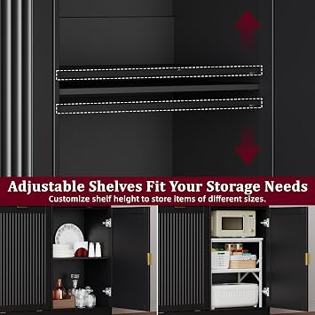 Storage Cabinet with 13 Gallon Tilt Out Trash Can Cabinet,Kitchen Buffet