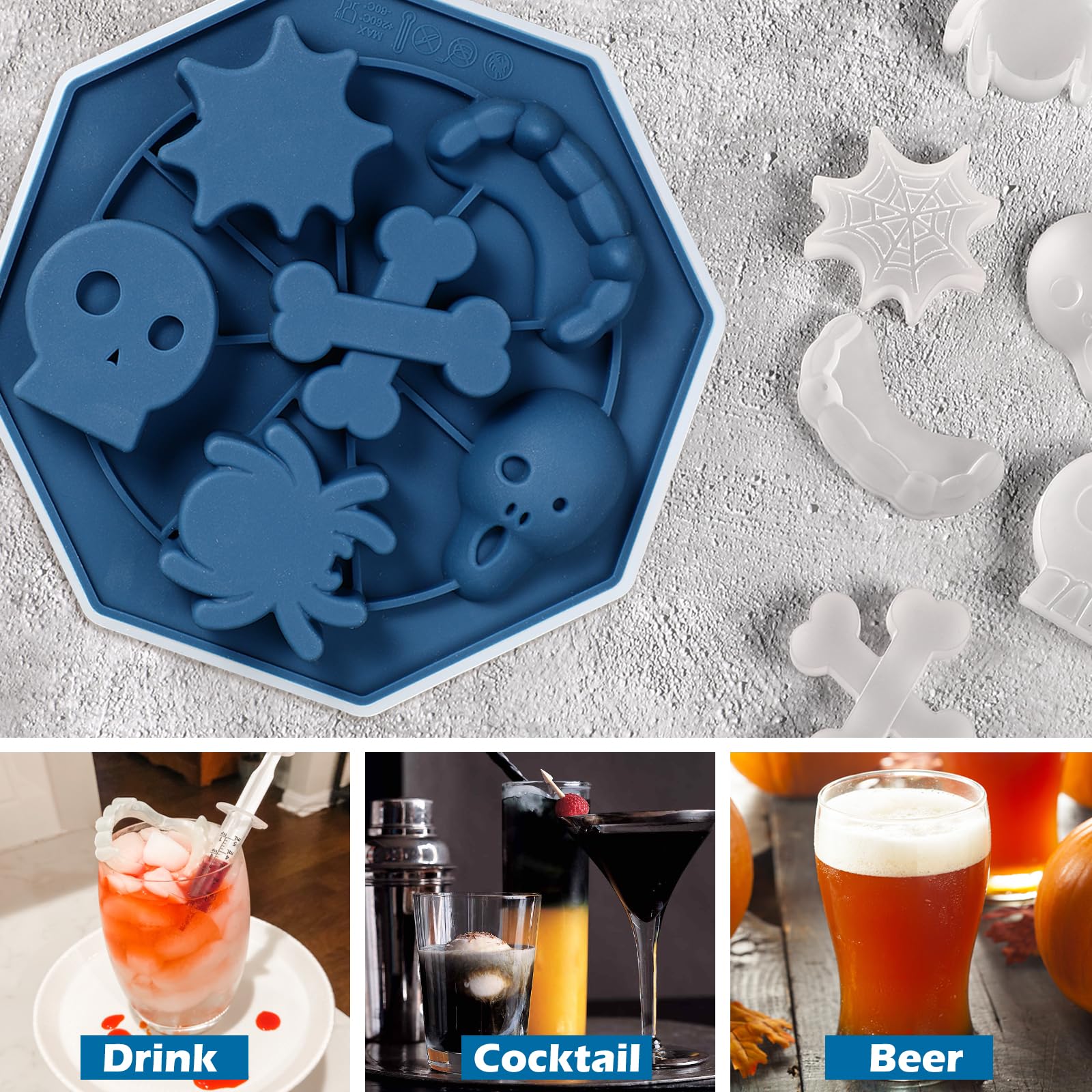 Silikonformen Mit Spinnen – 2 Stück + 100 Beutel, Für Schokolade, Gelee, Seife, Halloween-Backen