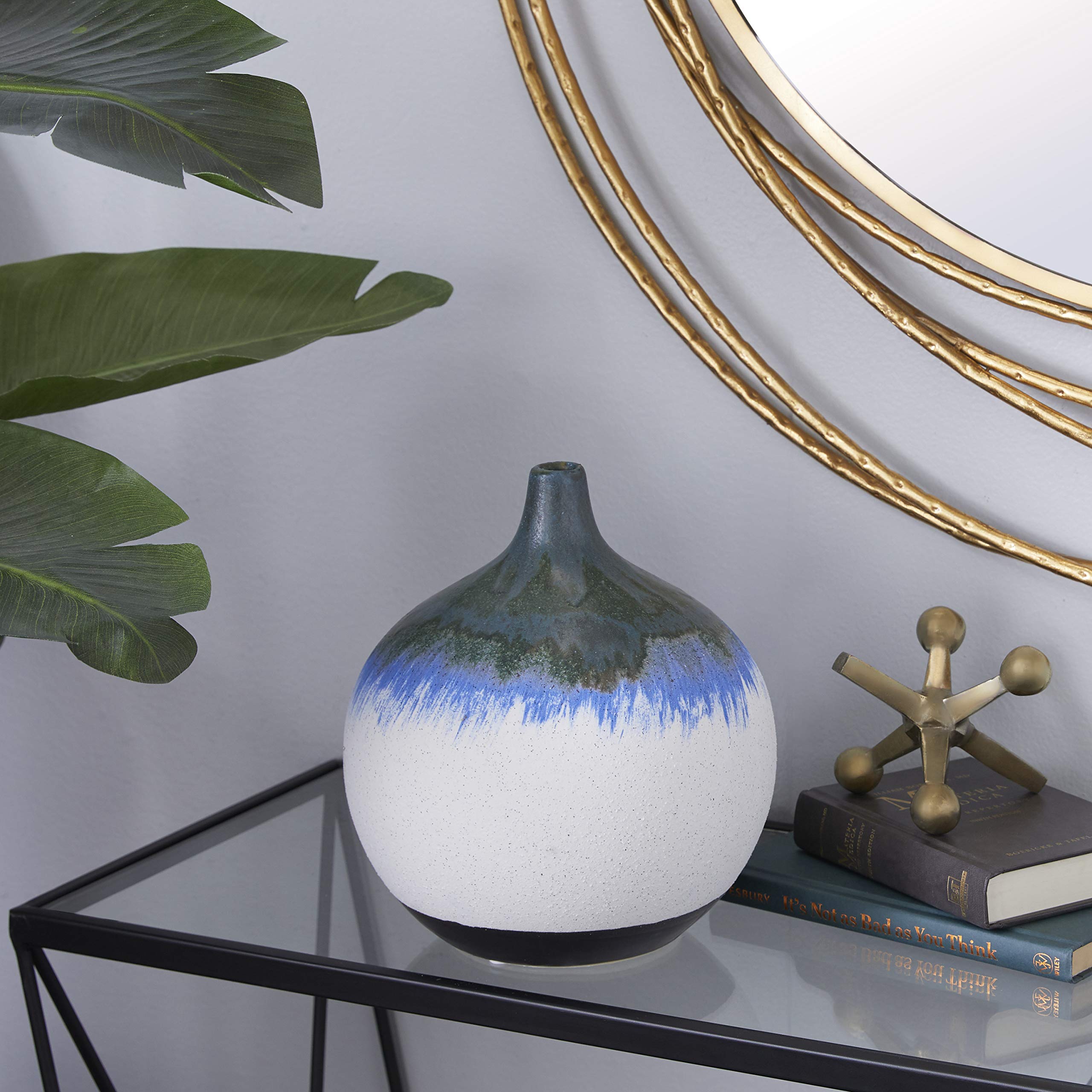 Amazon.com: Deco 79 陶瓷手工花瓶,滴水效果,9 x 9 x 10 英吋(約22.9 x