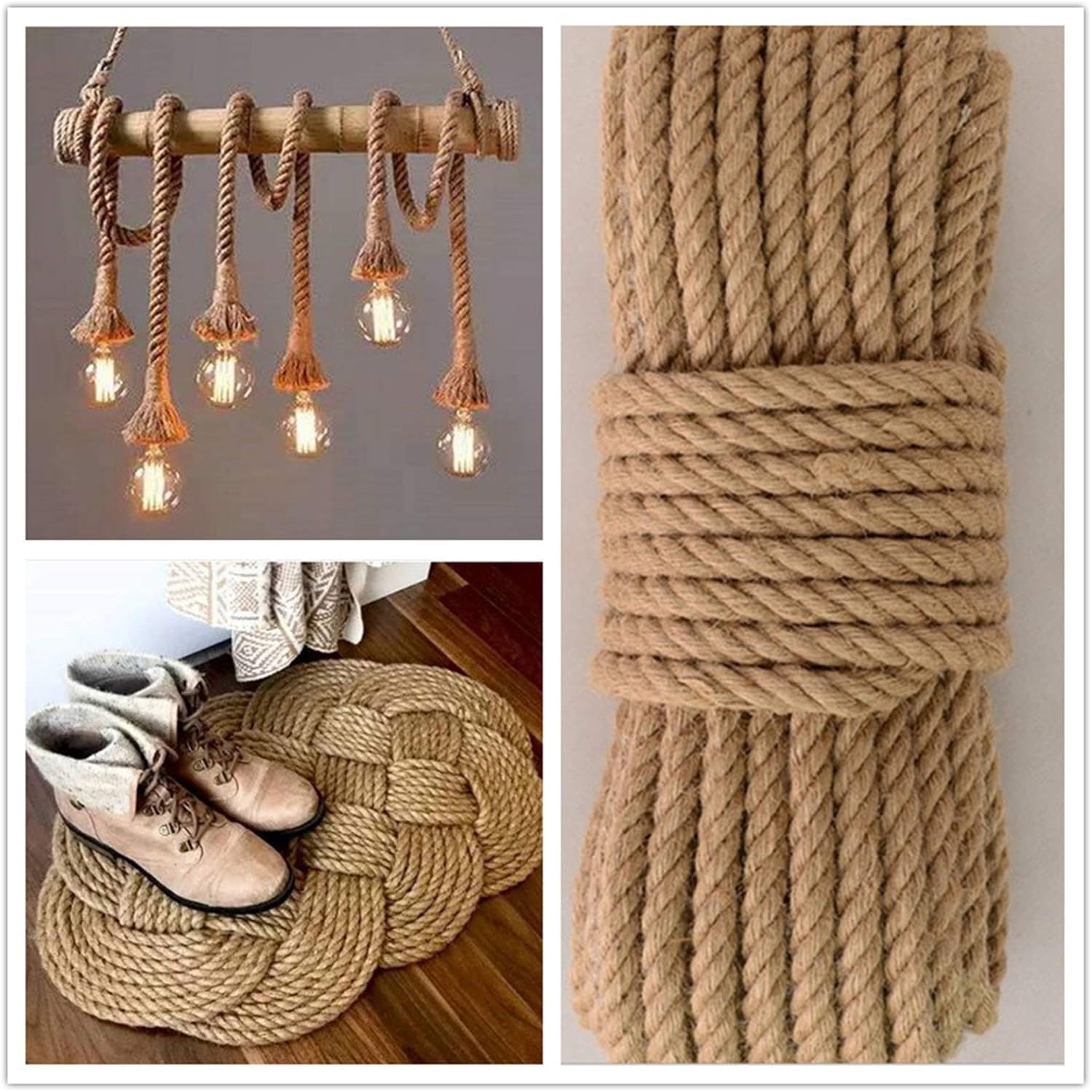 DLLTEC Qinlu-Natural Jute Twine Leaf String Gift Packing Strings Christmas Event Party Supplies Handmade, DIY Natural Burlap Jute Twine Cord Hemp Rope, for Arts (Color : 8mm x 50meter)