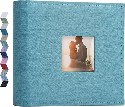 Vienrose Álbum de fotos de 4 x 6 pulgadas, 100 fotos, cubierta de marco de lino con áreas de notas, libro de fotos de gran capacidad, libro de fotos