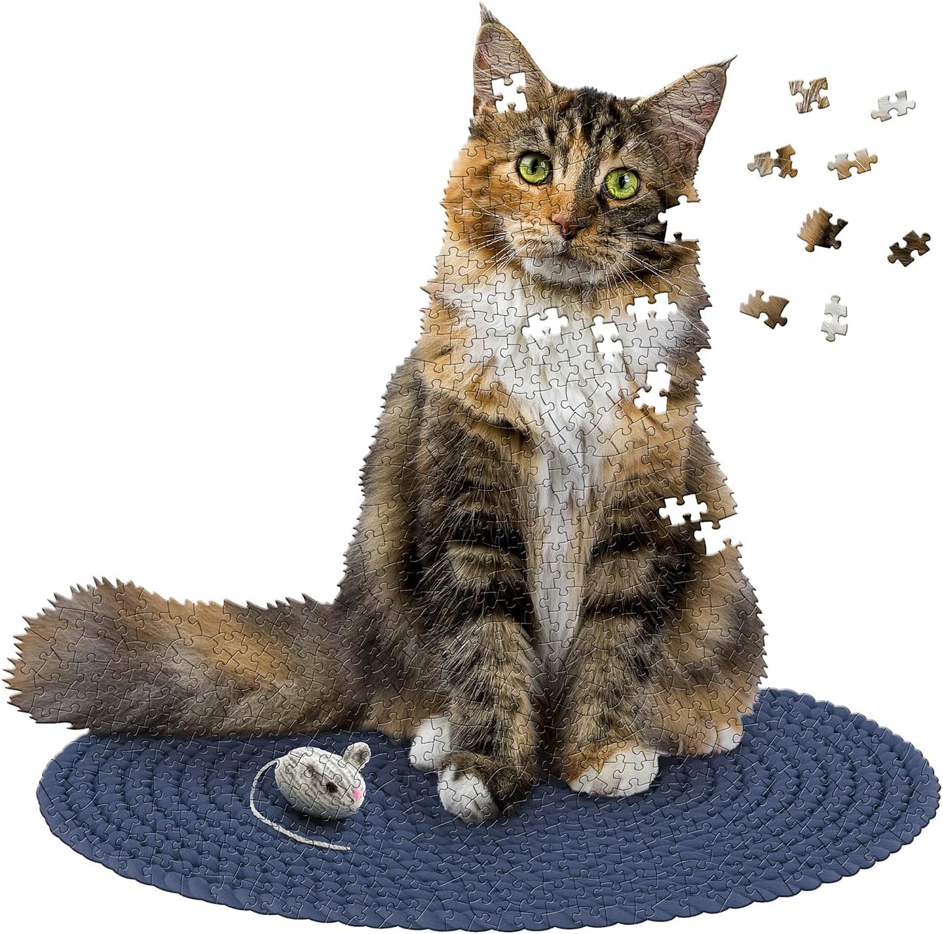 Madd CAPP: I Am Cat - 550 Piece Puzzle - Feline Shaped Animal Jigsaw, 30 x 30 Assembled Size, Poster Reference, Educational Fun Fact Booklet