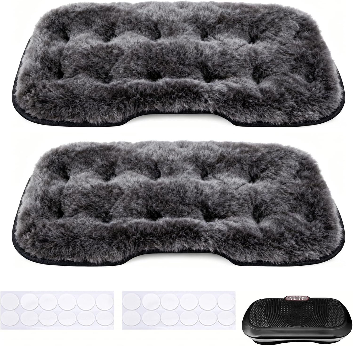 2 PCS Faux Fur Rug for Lifepro Waver Vibration Plate Exercise Machine，Faux Fur Rug for Lifepro Waver Wvr 1010 Exercise Machine,Enjoy The Warmth and Comfort of a Rug(Dark Gray, 2)