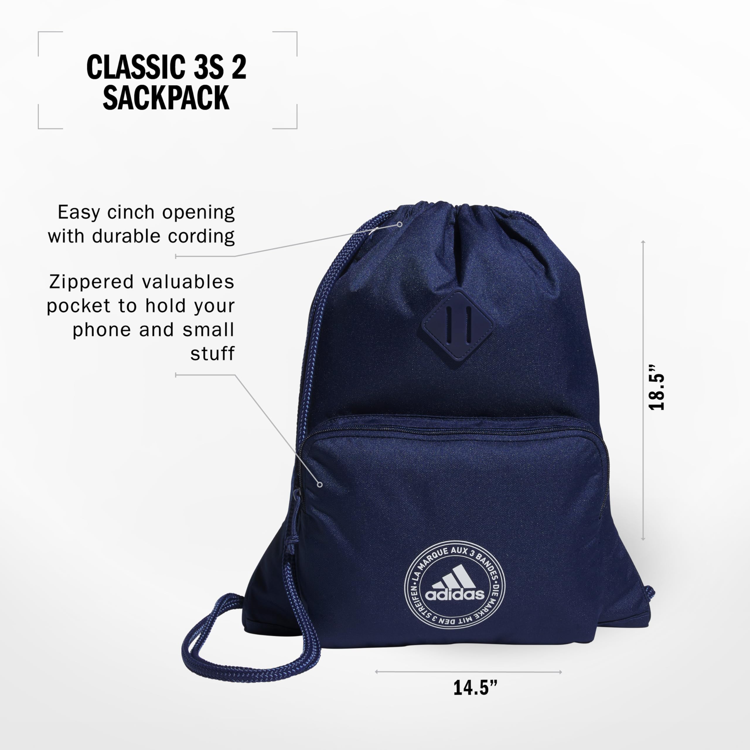 adidas Torba worek, Ciemnoniebieski, One Size, Klasyczny worek 3s 2.0