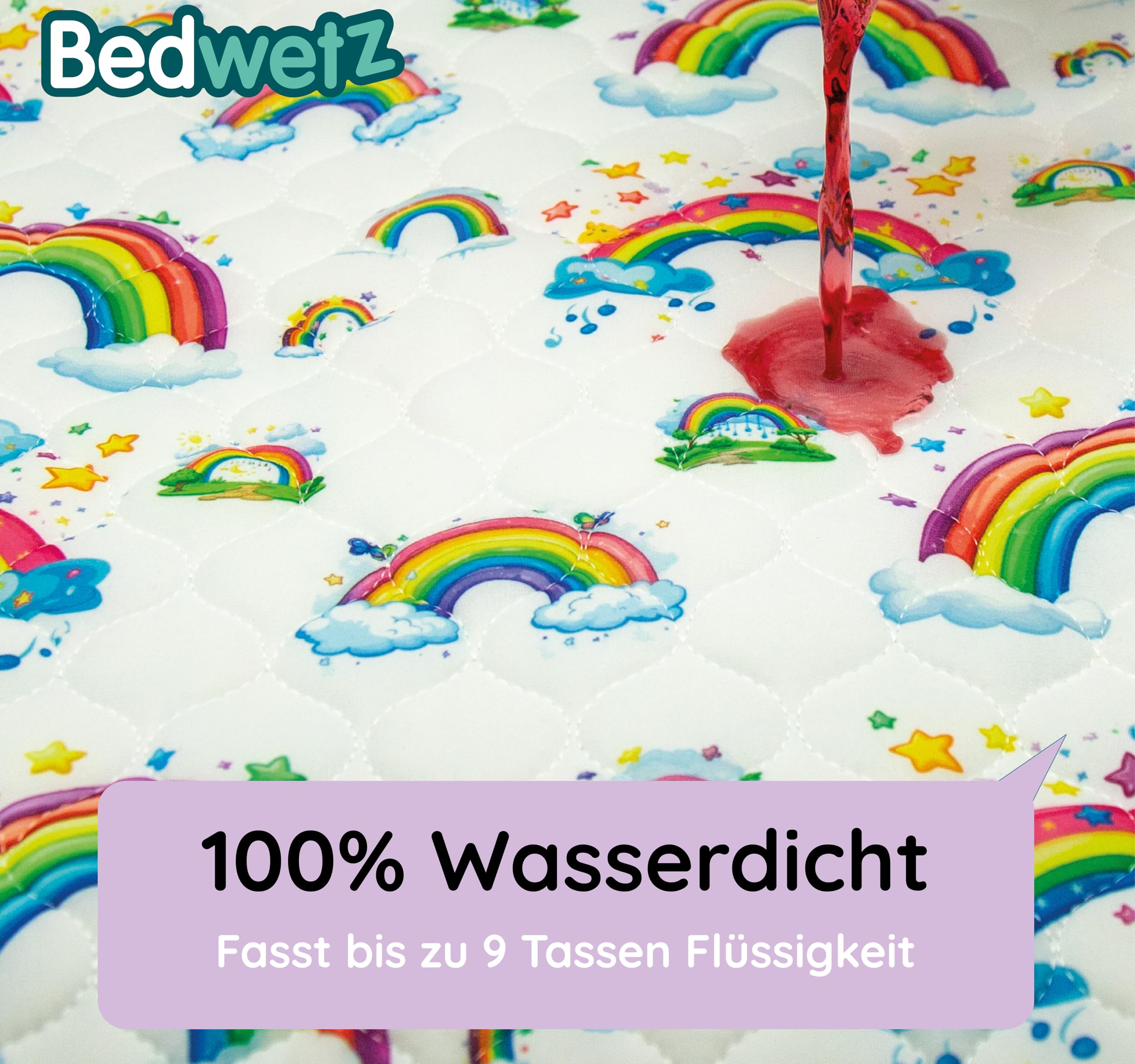 Töpfchen Ausbildung Bett Unterlage | Wásserdicht Matratzenschoner | Bettnässen Blätter | für Doppel Familienbetten | rutschfest Matte Mit Seitlichen stecken | Regenbogen