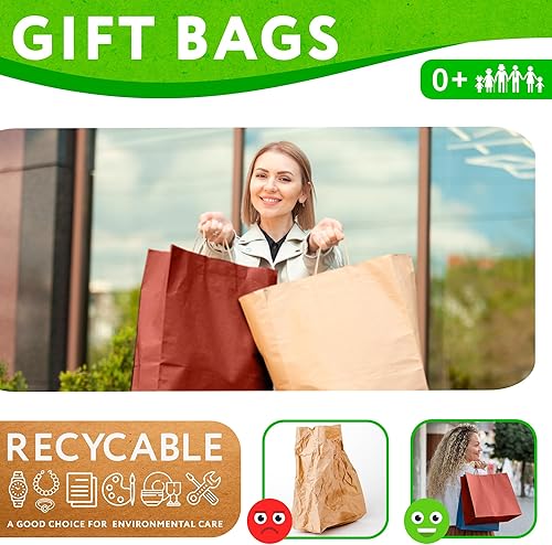 Miniatura 6 de Bolsas de papel kraft con asas. Bolsas de papel biodegradables de 150 GSM con asas para cualquier ocasión
