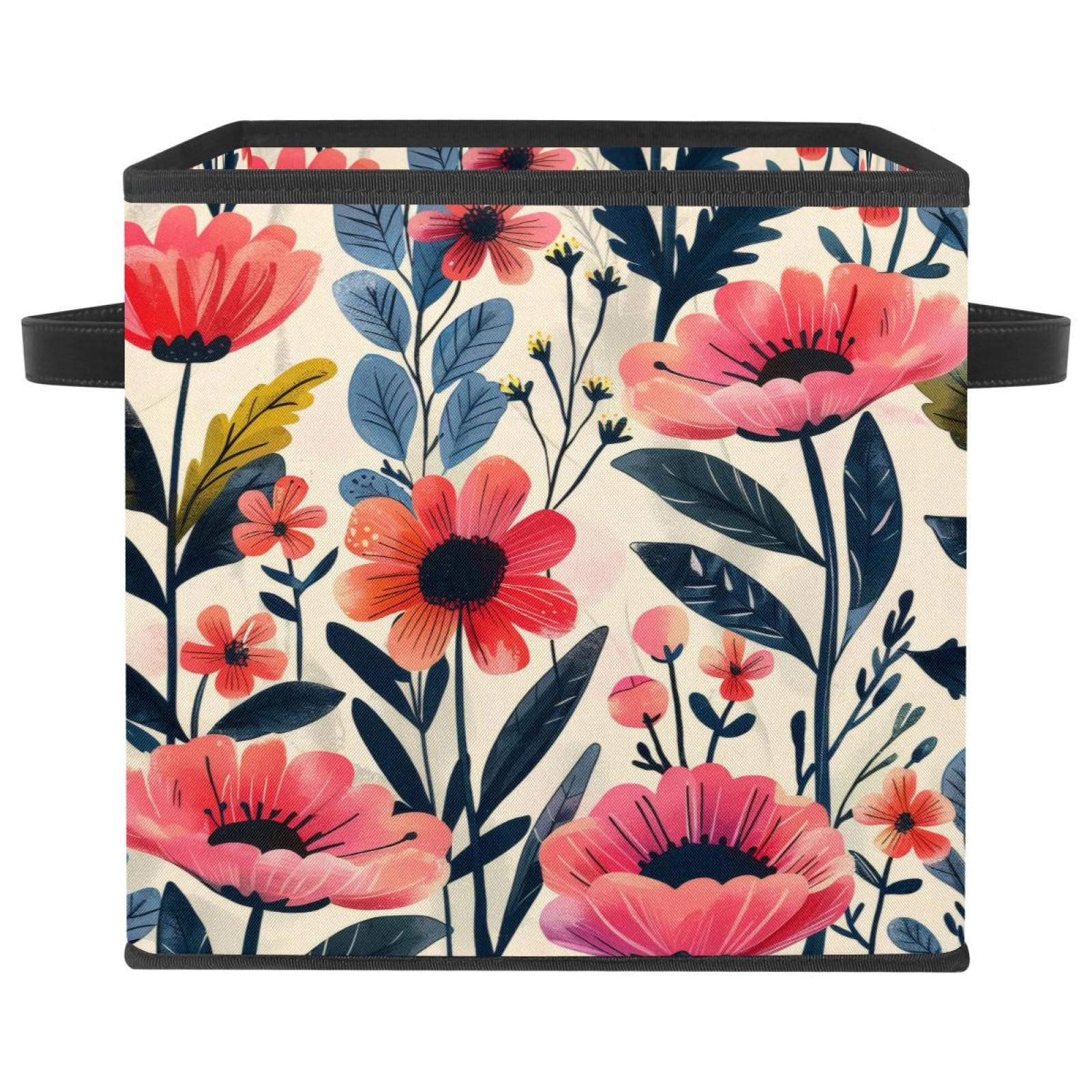 Cube de rangement fleurs rouges pour harmoniser le salon et le placard