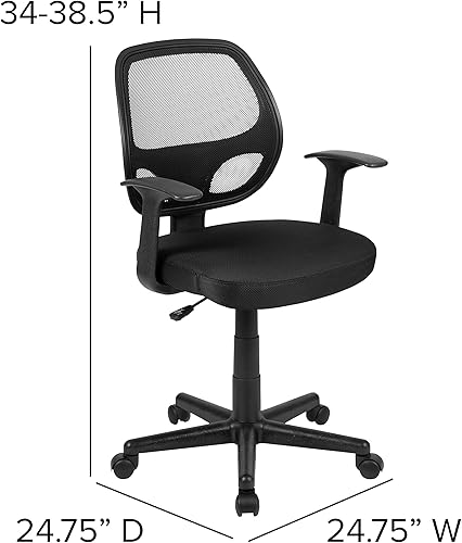 Miniatura 3 de Flash Furniture Flash Fundamentals Silla de oficina ergonómica giratoria de malla negra con brazos Negro -,Gris