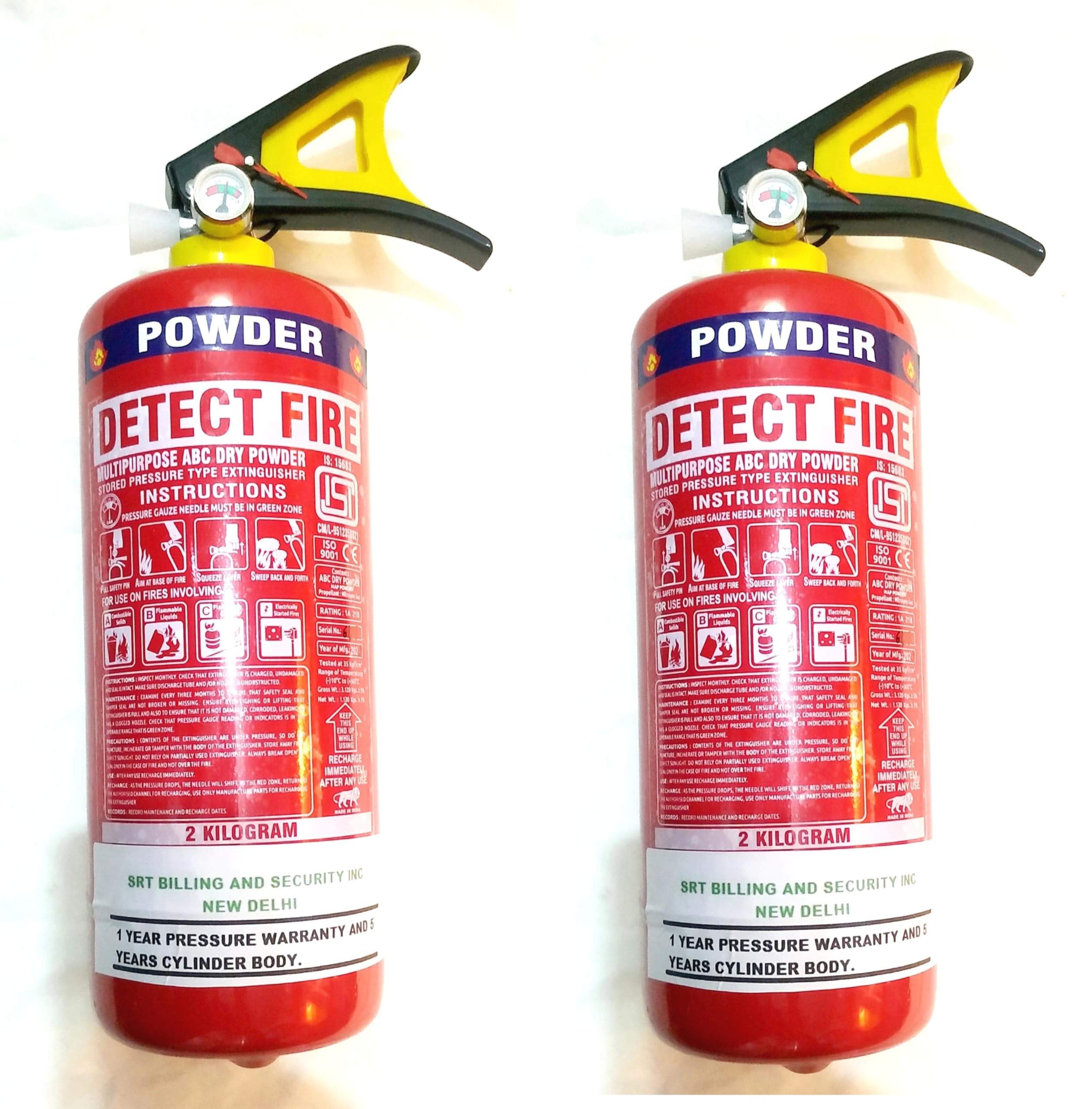 2kg Economy Fire ABC Type Fire Extinguisher 2Kg, Heavy Duty (Set of 2 Pcs) use for Home/Shop/Kitchen/Office/Factory