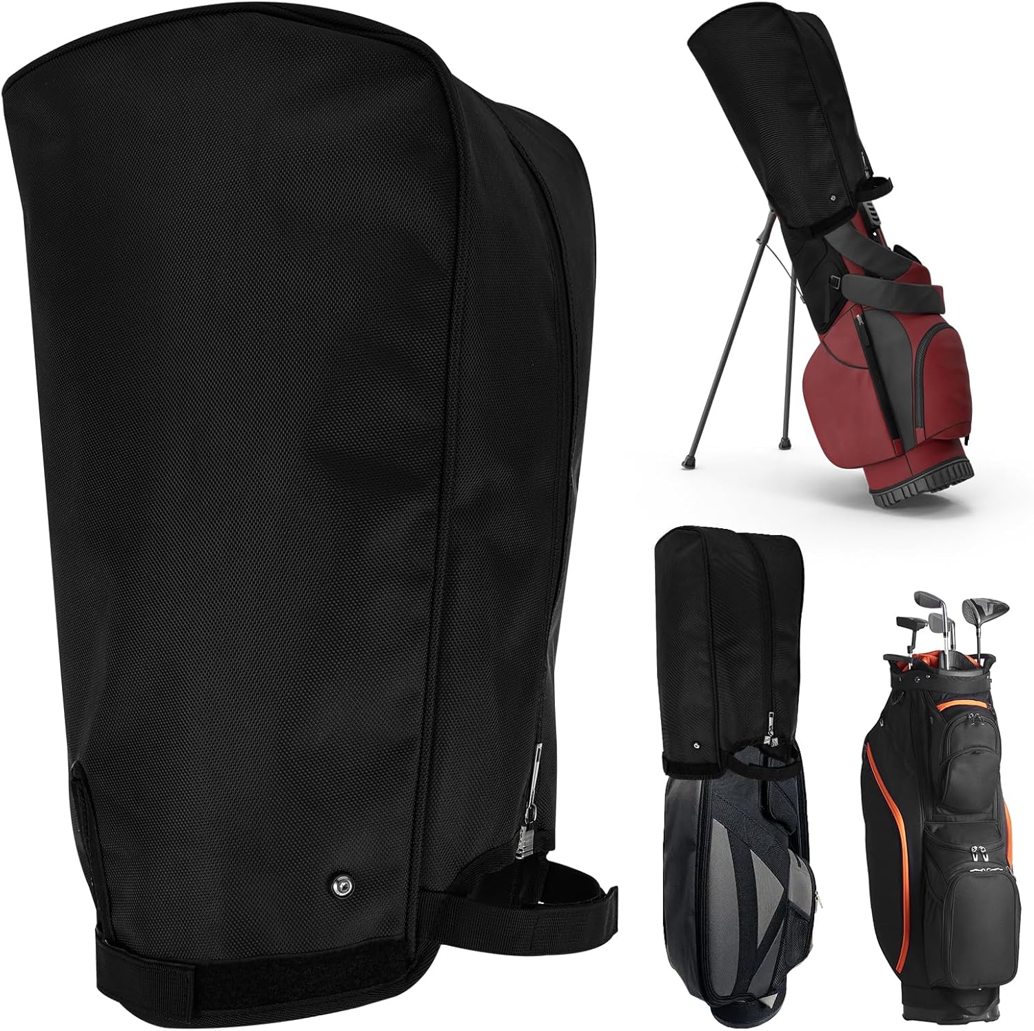 Portable Golf Bag Rain Cover, Foldable 1680D Oxford Cloth Waterproof Golf Bag Protector Hood for Men Women Golfer Beginner for Stand Bags & Carry Cart