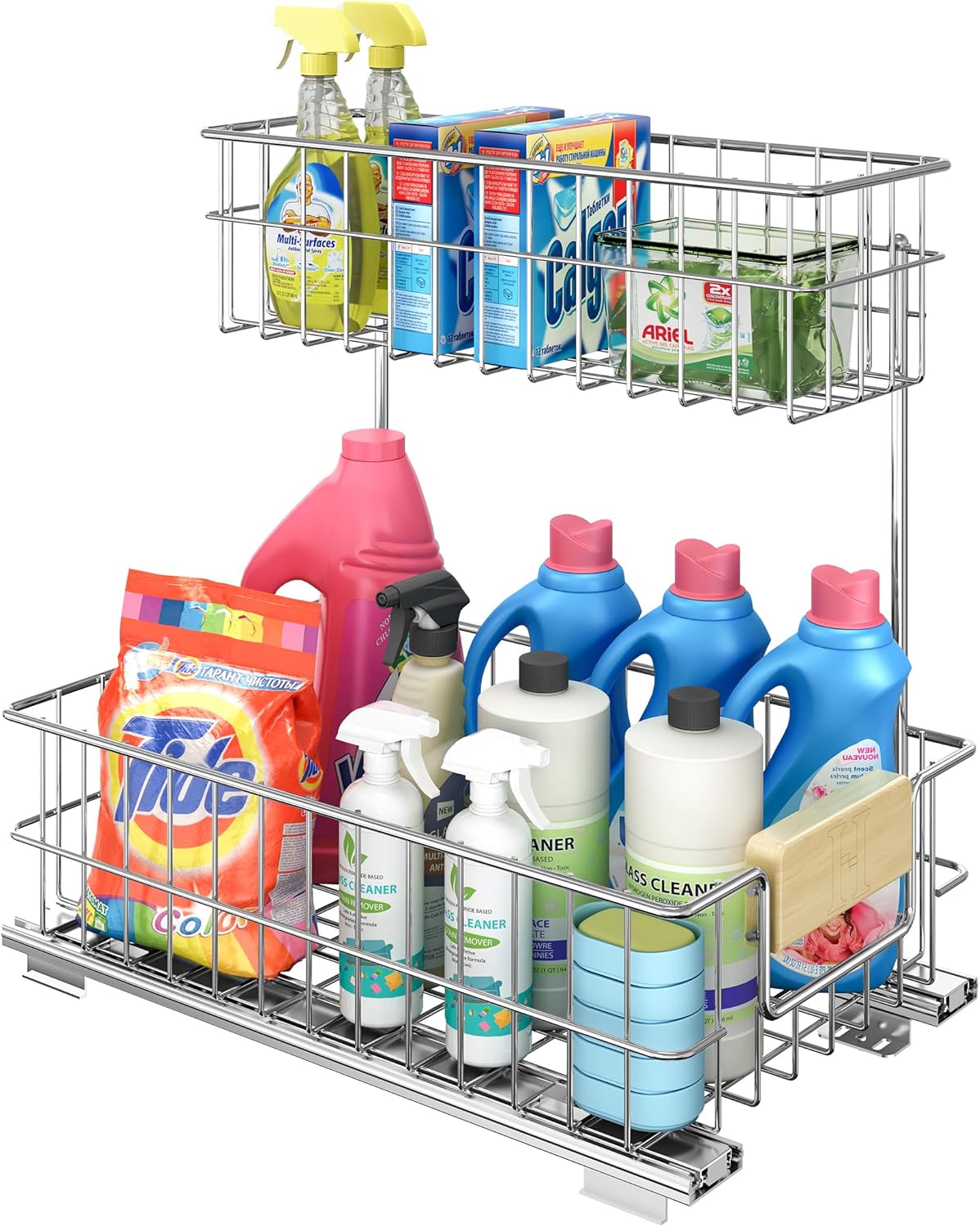 Pull Out Cabinet Organizer, Under Sink Slide Out Storage Shelf with 2 Tier Sliding Wire Drawer, Sliding Storage for Inside Kitchen Cabinet- 11.5 in. W x 16.5 in. D (Right) 11½" W x 16½" D 7134005054-16.5R