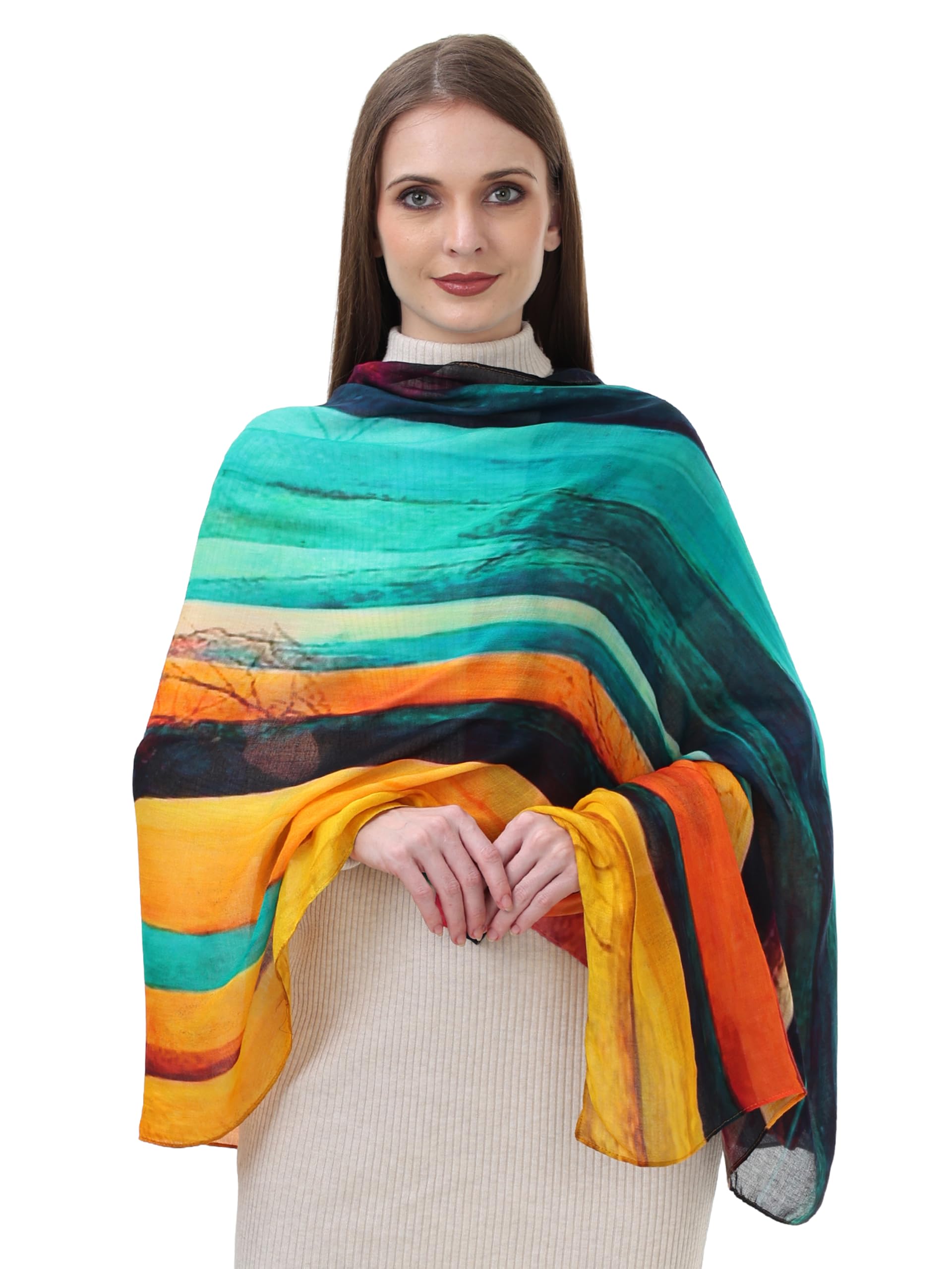 Pashmina Stole for women, Beautiful Digital Prints in Bamboo (Modal) Silk fabric, large, super soft, With suttle shine, all season stole, scarf, wrap-image-12