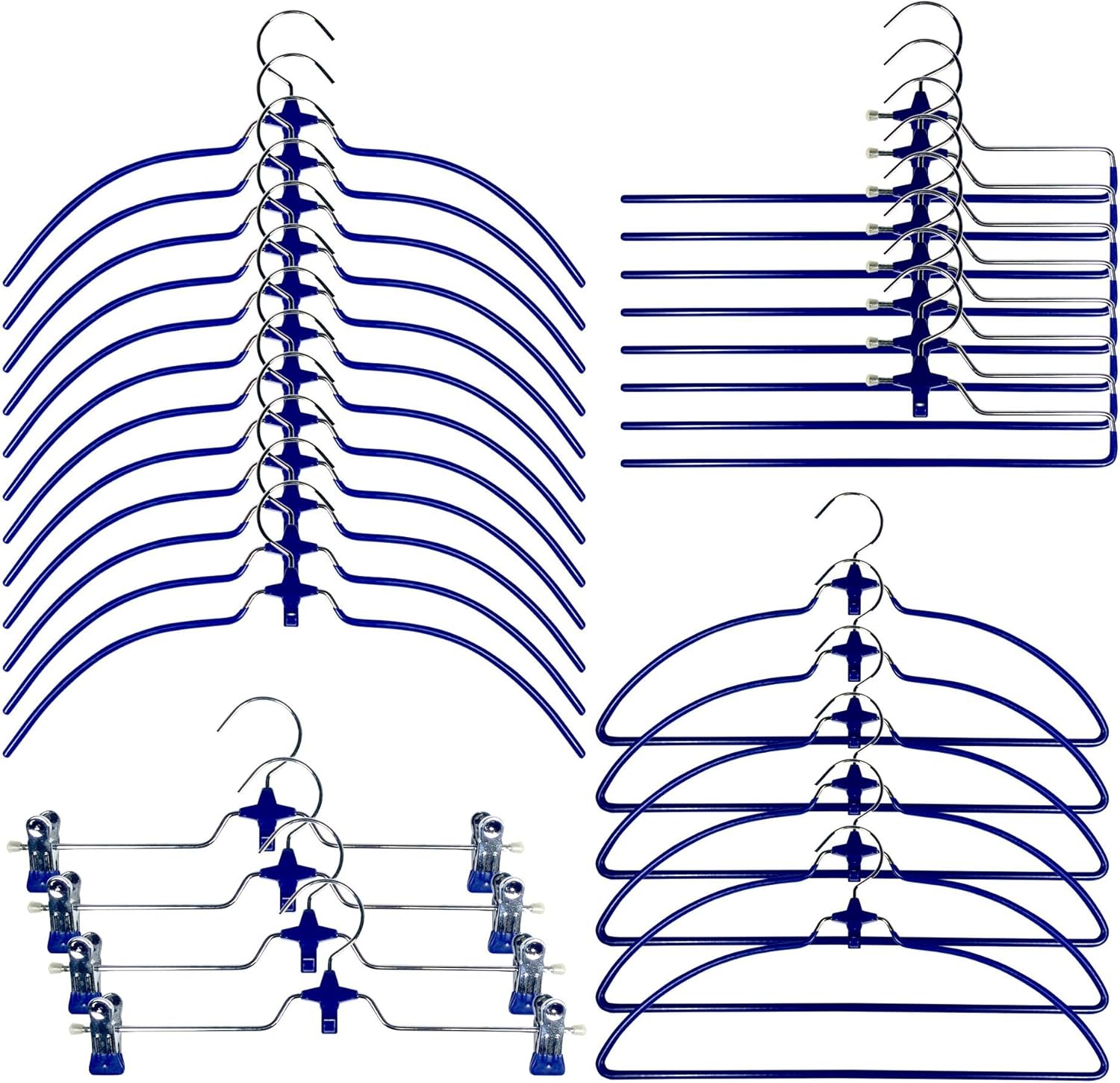 Cascading Hangers Closet Organizers - Pack of 30, Blue