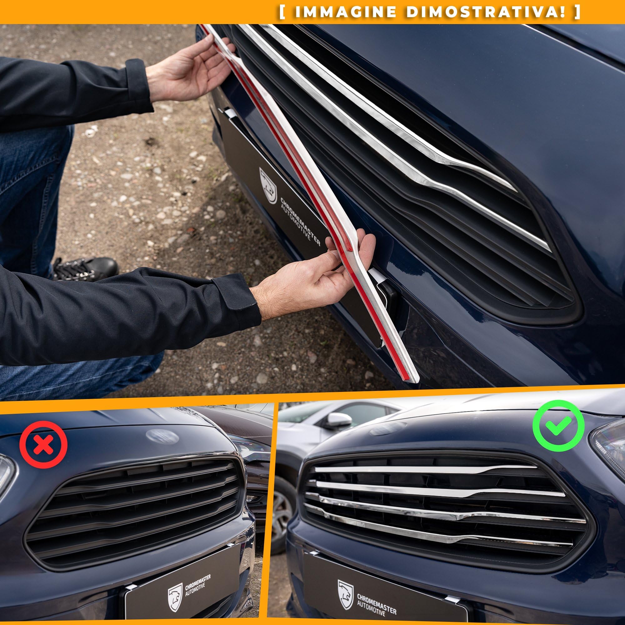 CHROMEMASTER | Compatibile con Mercedes Vito W447 2014-2019 | Profili per Griglia Anteriore; Modanature per Griglia del Radiatore; Acciaio inossidabile Lucidato | Nuovo, Attraente Aspetto dell'Auto