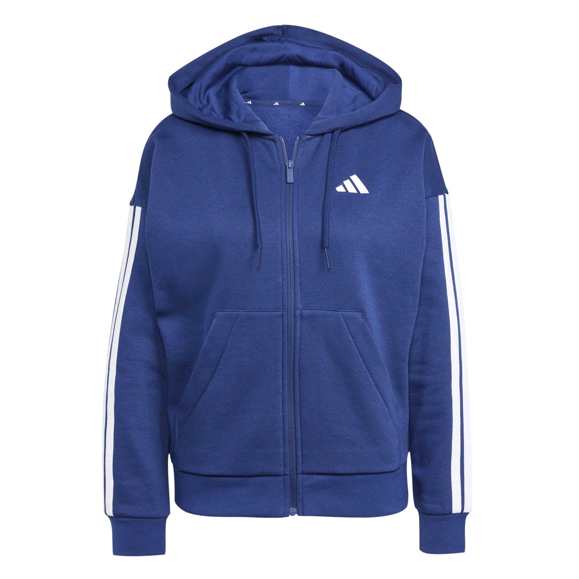 Adidas Women's Bleu Full Zip Hoodie Essentials 3-Stripes