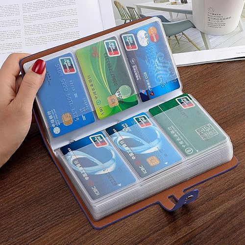 Miniatura 2 de Soporte para tarjetas de crédito RFID, organizador de tarjetas de visita de cuero con 96 ranuras para tarjetas, protector de tarjetas de crédito