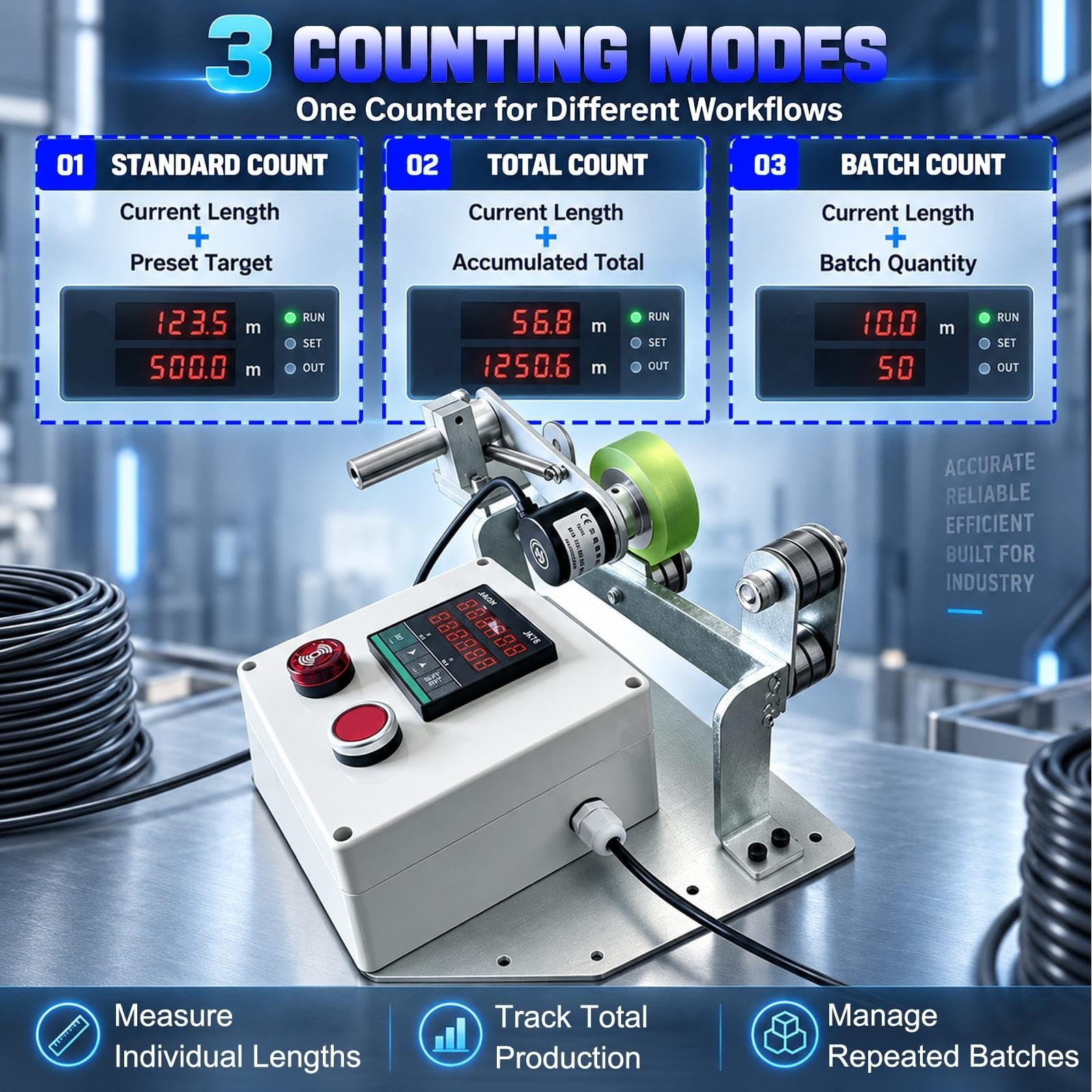 Contador de Longitud, Rueda de Medición Digital para Cable