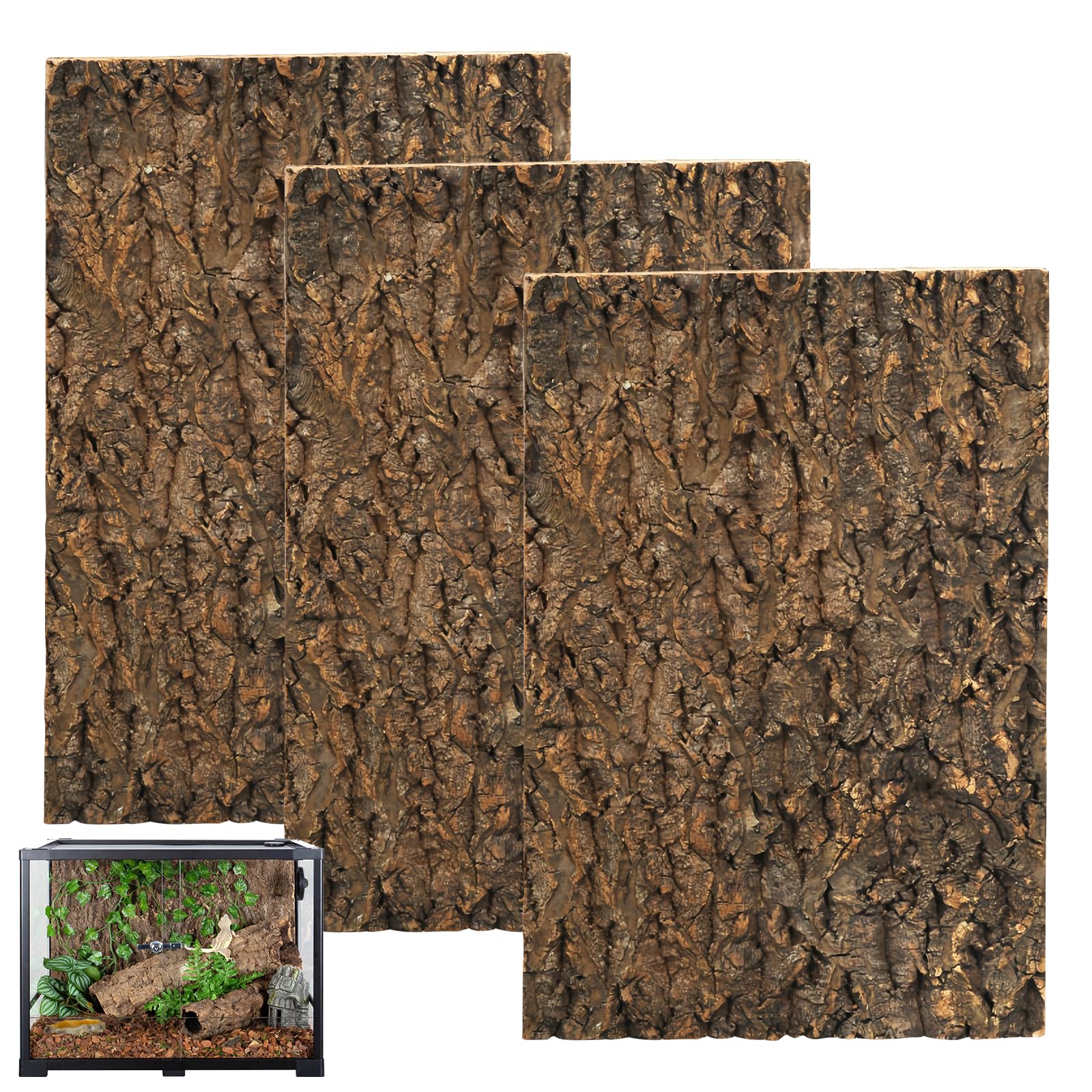 Fond d'écorce de liège pour Terrarium : 2 pièces d'écorce d'aspect Naturel, écorce de liège pour Terrarium, Aspect écorce d'arbre Naturel, liège Noir 100% Naturel, Fond de Carreaux de liège