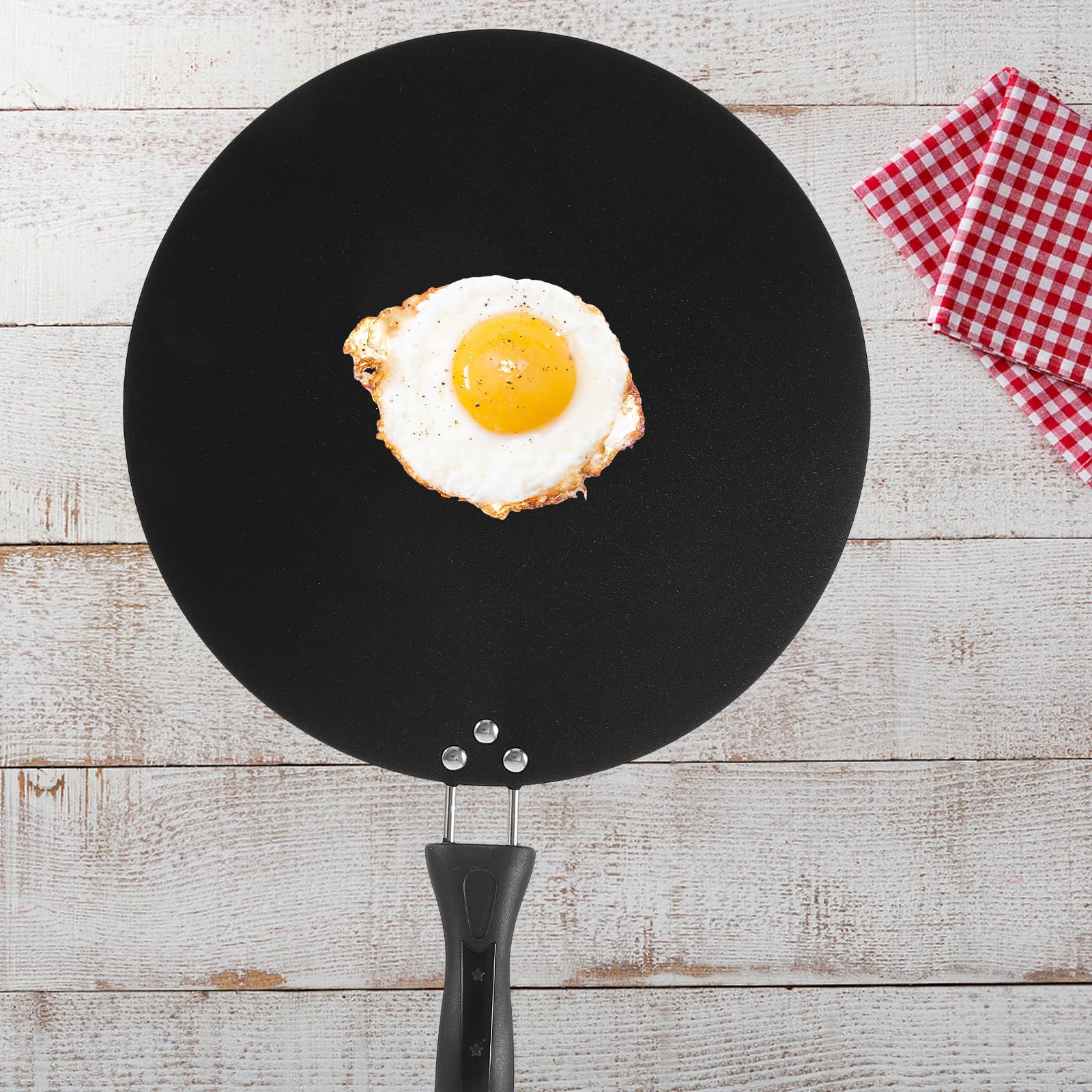 SUPVOX Padella Antiaderente per Crepes con Manico, Ferro Nero | Facile da Pulire, Uso Domestico e Ristorante, Formato Piano per Omelette e Tortilla
