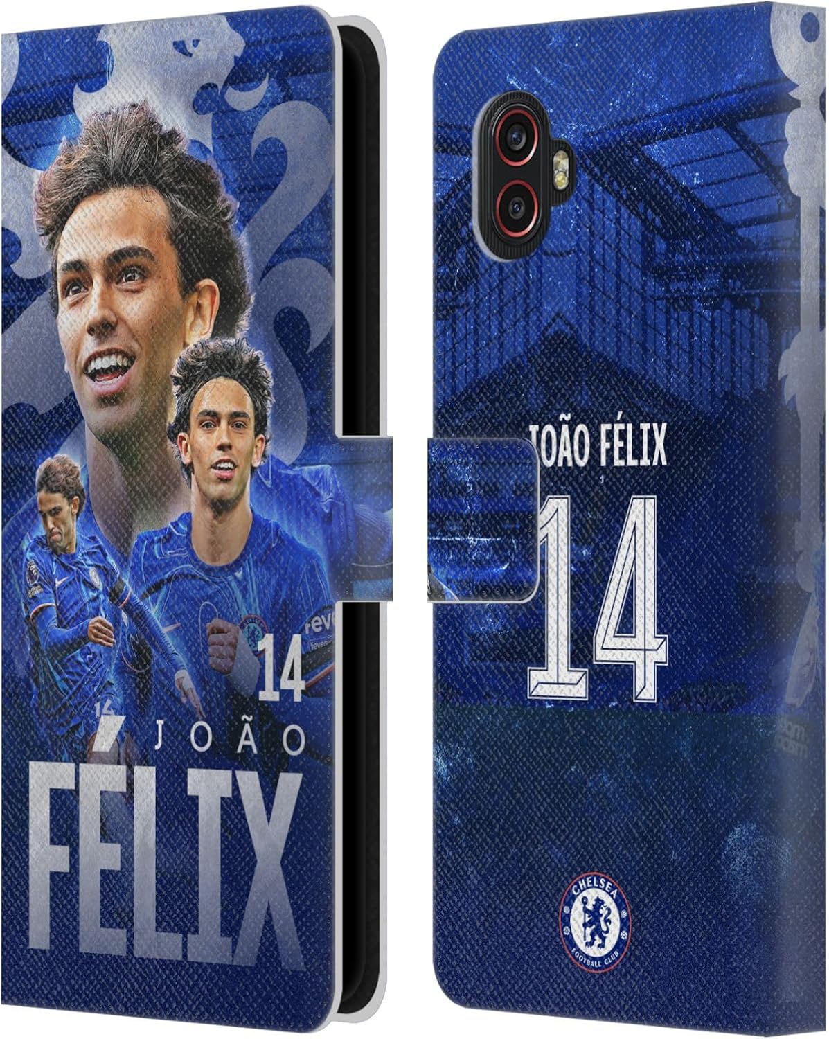 Head Case Designs Officially Licensed Chelsea Football Club João Félix 2024/25 First Team Leather Flip Case Compatible with Samsung Galaxy Xcover6 Pro/Pro2