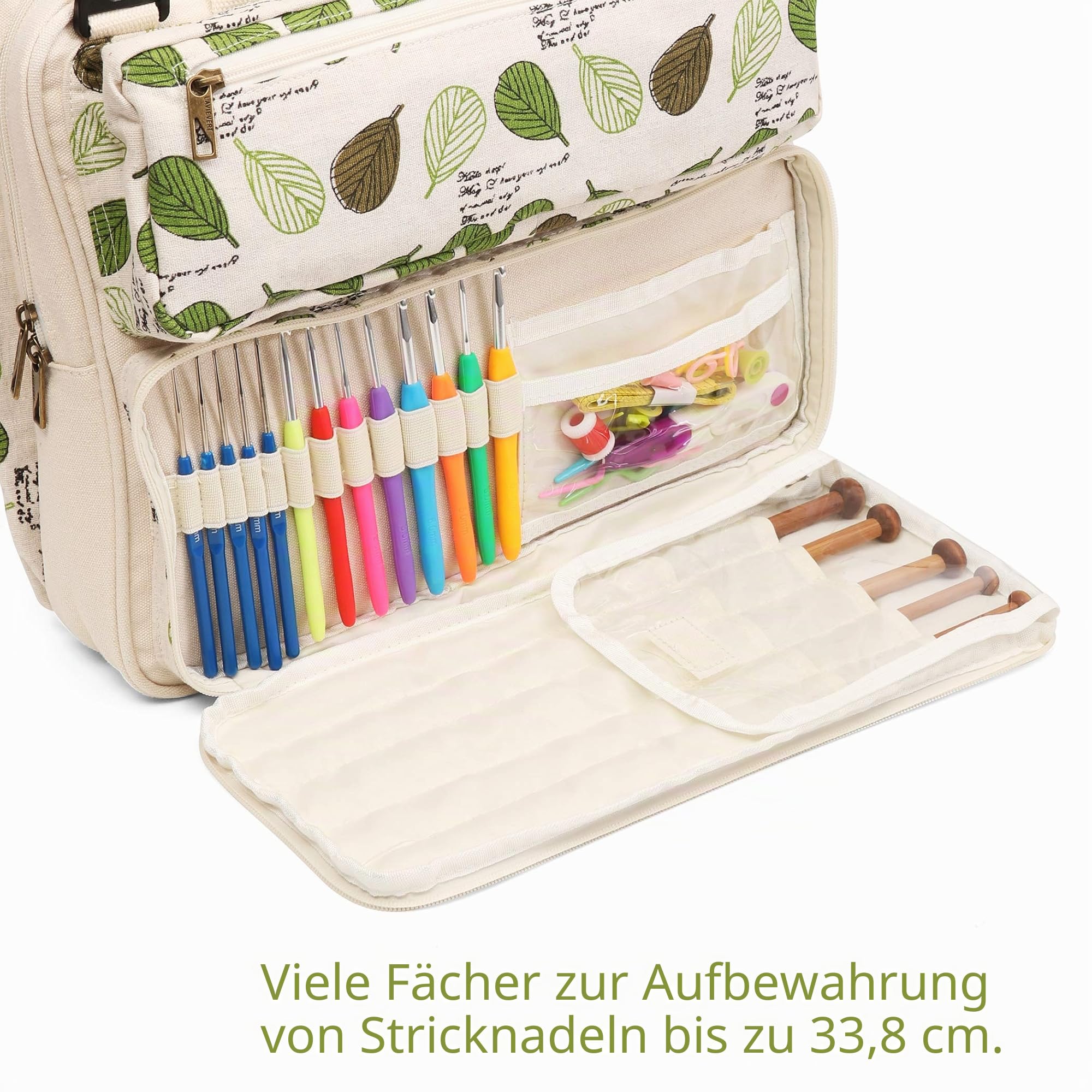Lavievert Strick-Einkaufstasche Garn-Aufbewahrungstasche zum Tragen von Projekten, Stricknadeln, Häkelnadeln und anderem Zubehöredles