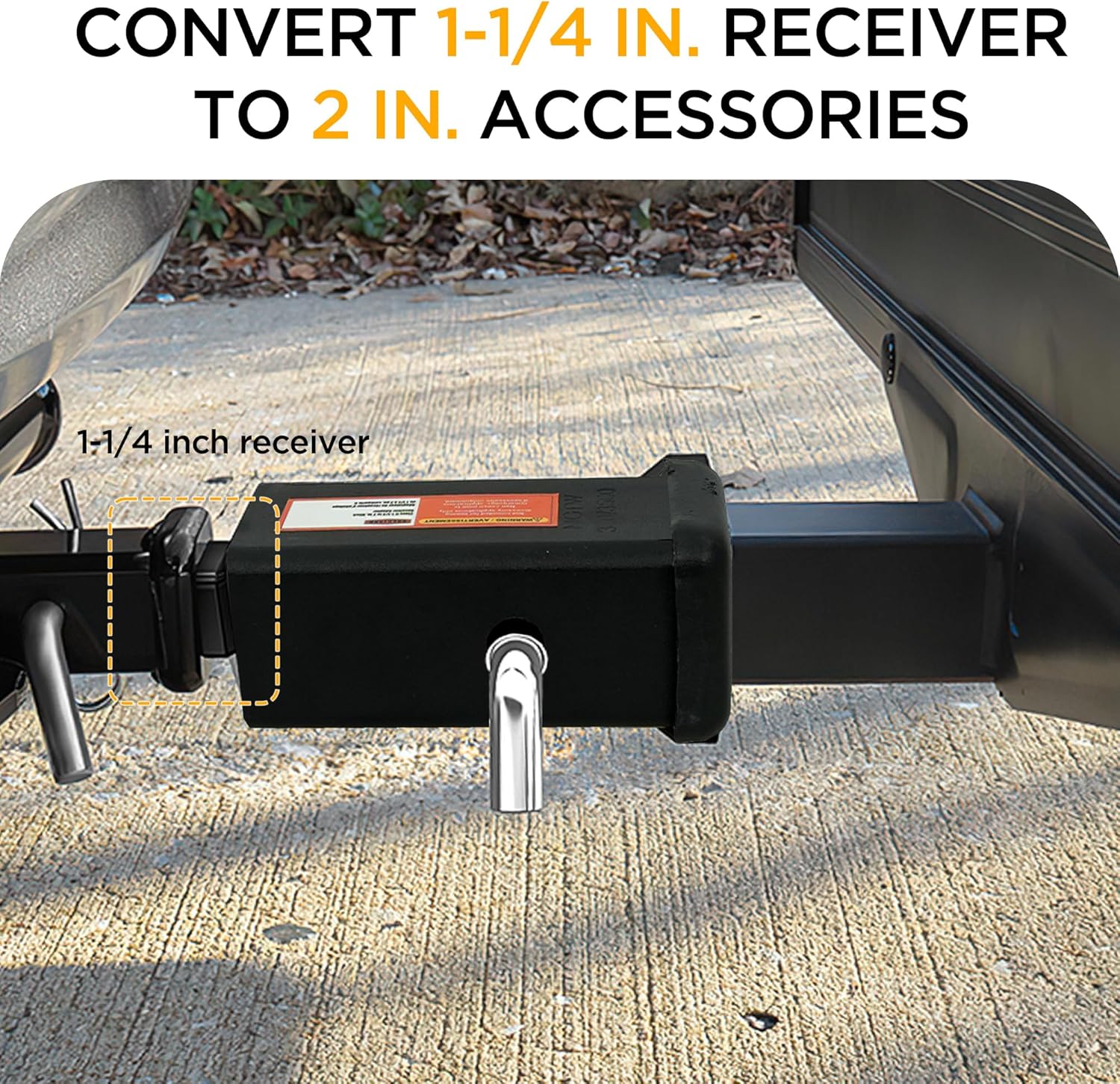 Rockland 1.25" to 2" Hitch Receiver Adapter, 350 LBS Capacity, Ideal for Class II Hitches, Powder-Coated, Rust-Resistant, for Cargo Carriers & Bike Racks