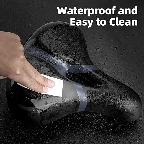 Miniatura 6 de ROCKBROS Asiento de Bicicleta para Hombres Mujeres Cómodo Ancho Asiento de Gel de Reemplazo, Sillín de Bicicleta Resistente al Agua y Transpirable,