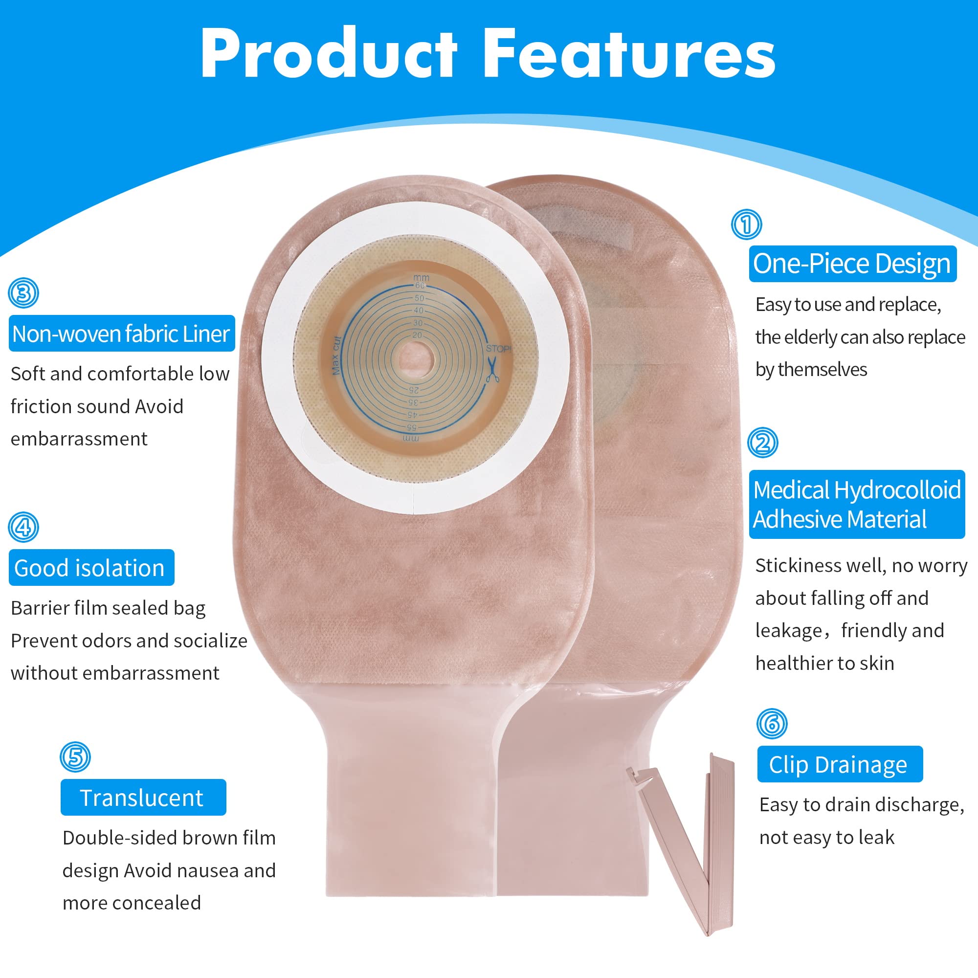 Buy HomeBake Colostomy Bags, OnePiece Ostomy Bags 20pcs Drainable