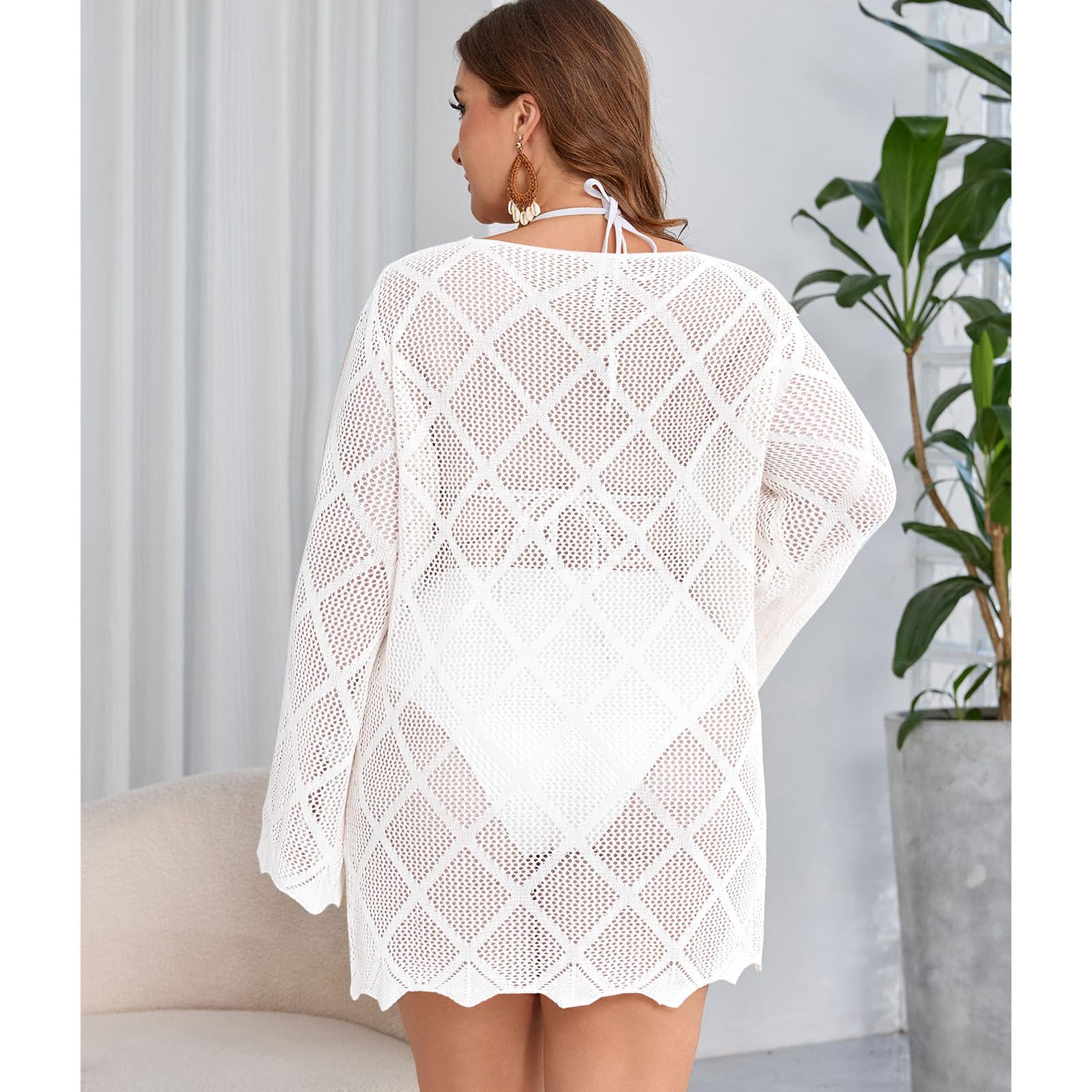 Copertura per piscina da donna all'uncinetto, vestito da spiaggia, copricostume da bagno scavato per vacanze e giorni di abbigliamento da resort copertura all'uncinetto