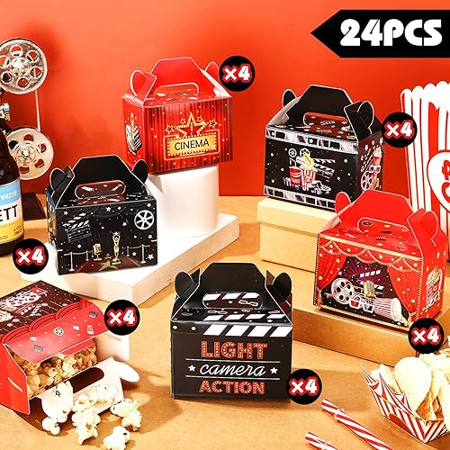 Miniatura 3 de Yinder Paquete de 24 cajas de regalo de fiesta temática de película regalo de fiesta de noche cajas de regalo para fiesta de cumpleaños suministros