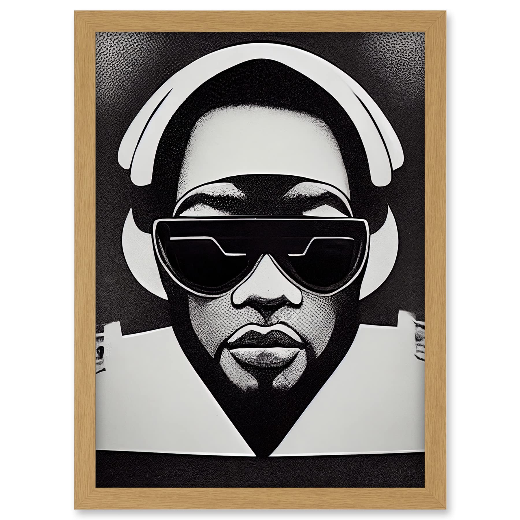 Wee Blue Coo Hip Hop Black Artist Music DJ Monochrome Music Musician Artwork Framed A3 Wall Art Print