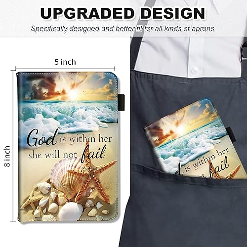 Miniatura 3 de RYUITHDJP Libro de mesera para camarera, libros de camarera con bolsillo con cremallera, diseño de citas de playa, organizador de libros para