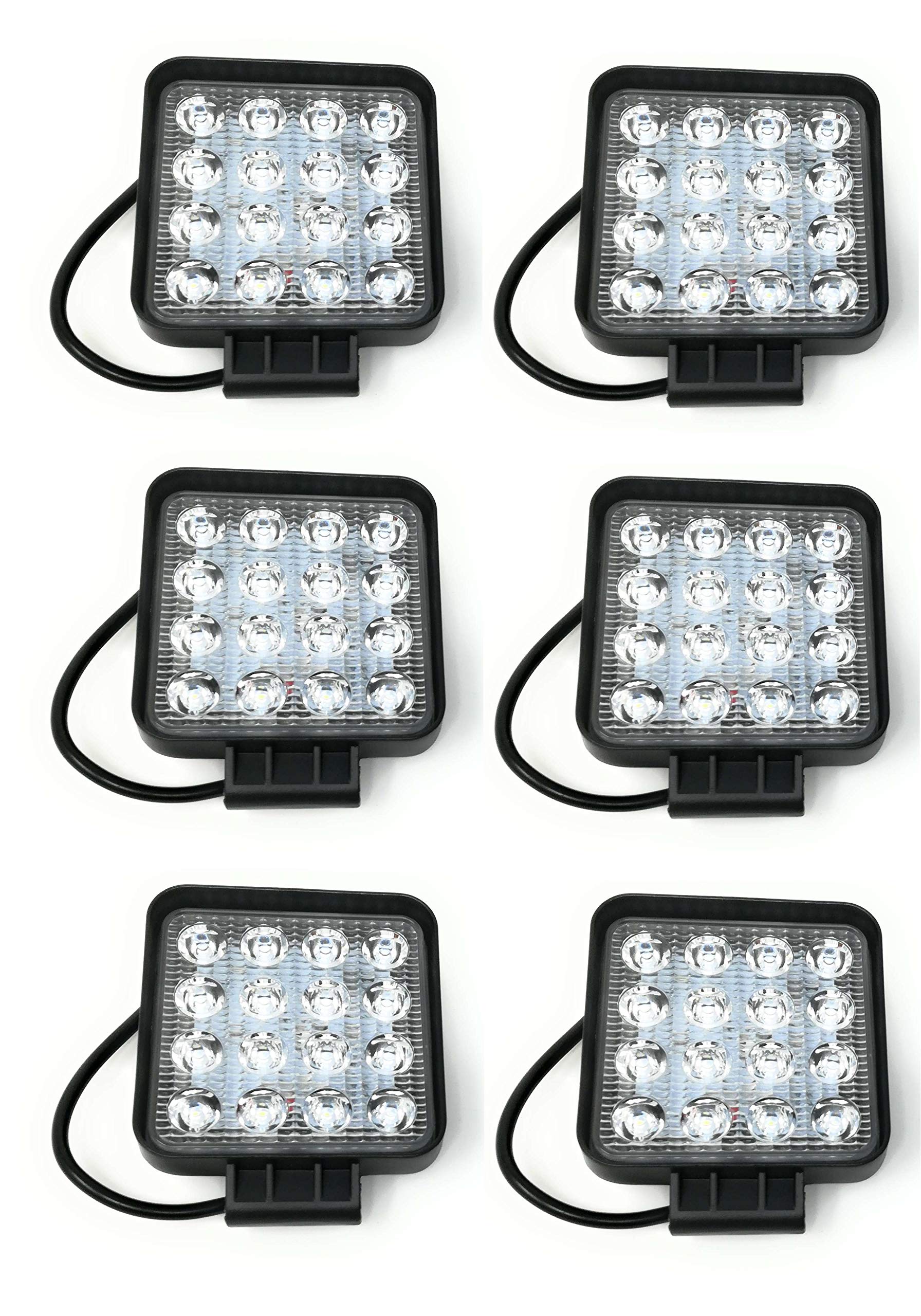 tempo di saldi 6 Fari 48W Quadrato Faretto Led Da Lavoro 16 Led Da 3W Di Profondità Auto Barca, 6 pezzi