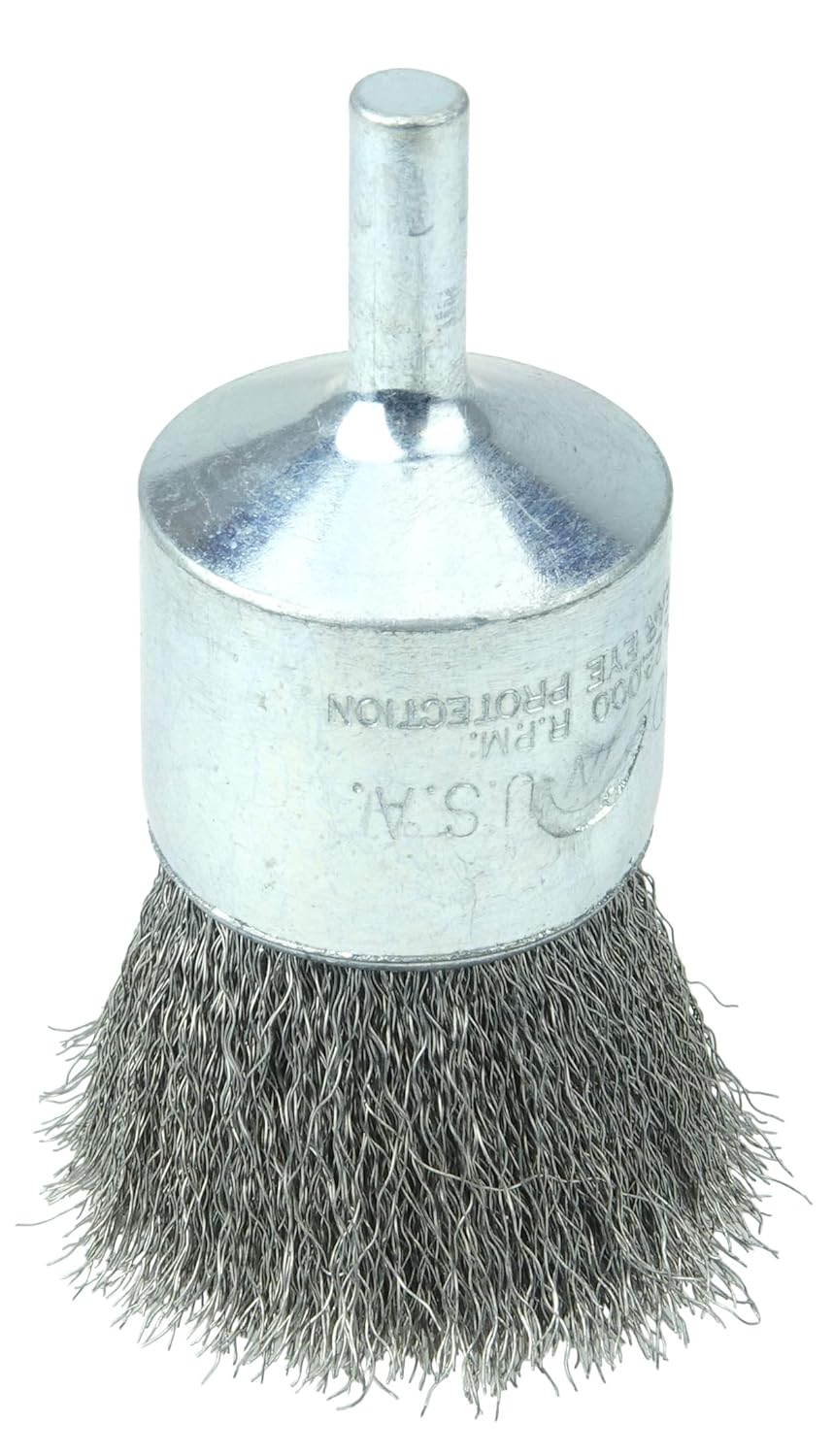 Weiler 36285 Wolverine 1" Crimped Wire End Brush, .006" Stainless Steel Fill, 1/4" Stem, Made in the USA (Pack of 10)