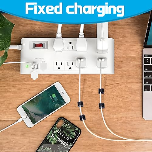 Miniatura 6 de 100 clips adhesivos para cables en la pared, organización de cables para TV, PC, laptop, cables Ethernet y escritorios (negro)