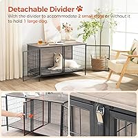 Vista 4 de Mueble de jaula para perros para 2 perros, perrera de 43.3 pulgadas con divisor extraíble, muebles para perros resistentes y resistentes