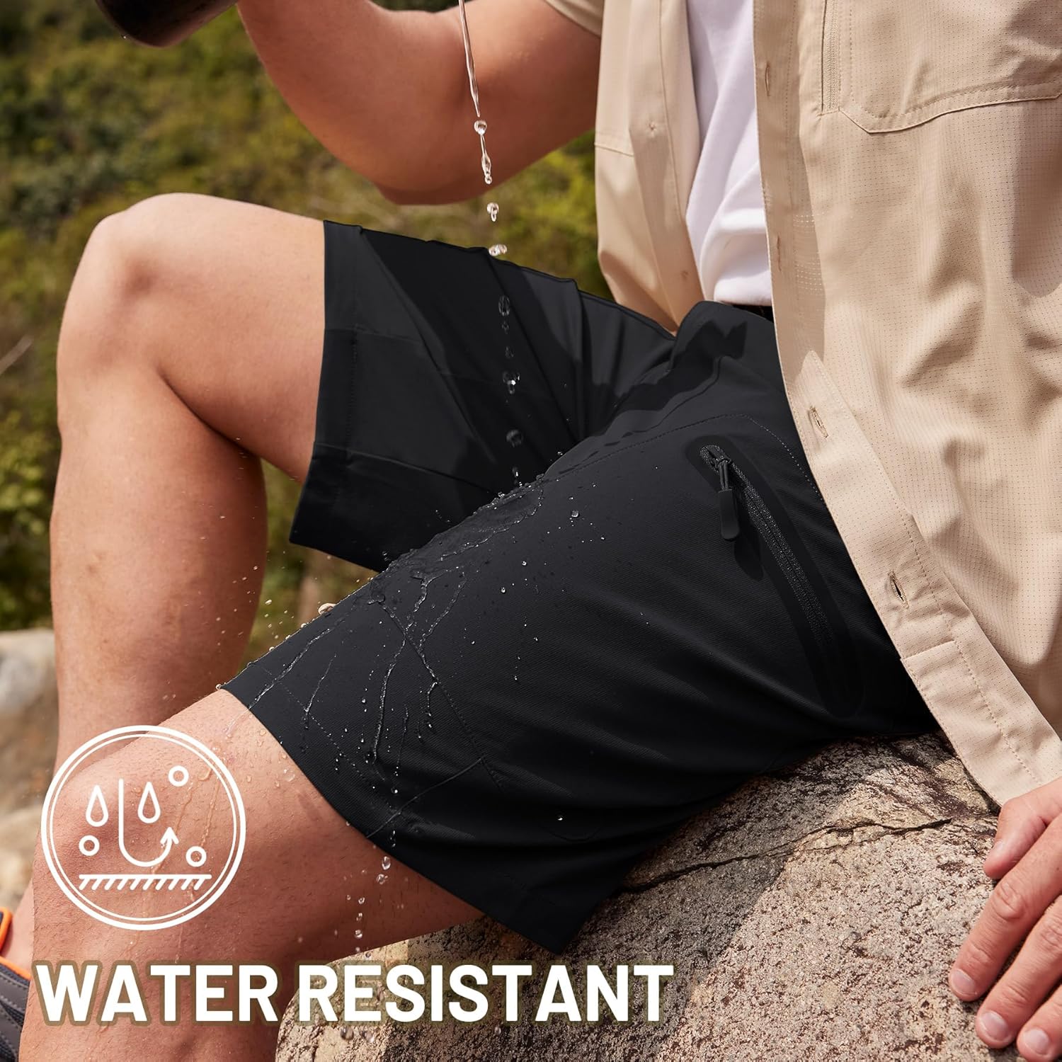 TACVASEN Men's Hiking Cargo Shorts 10" Quick Dry Lightweight Casual Summer Outdoor Golf Shorts with 5 Zipper Pockets - Image 4