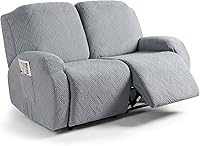 Vista 31 de Ruaozz Fundas de sofá reclinable, fundas para sillas reclinables, fundas de sofá para sofás reclinables con bolsillos, lavables, protector de Gris