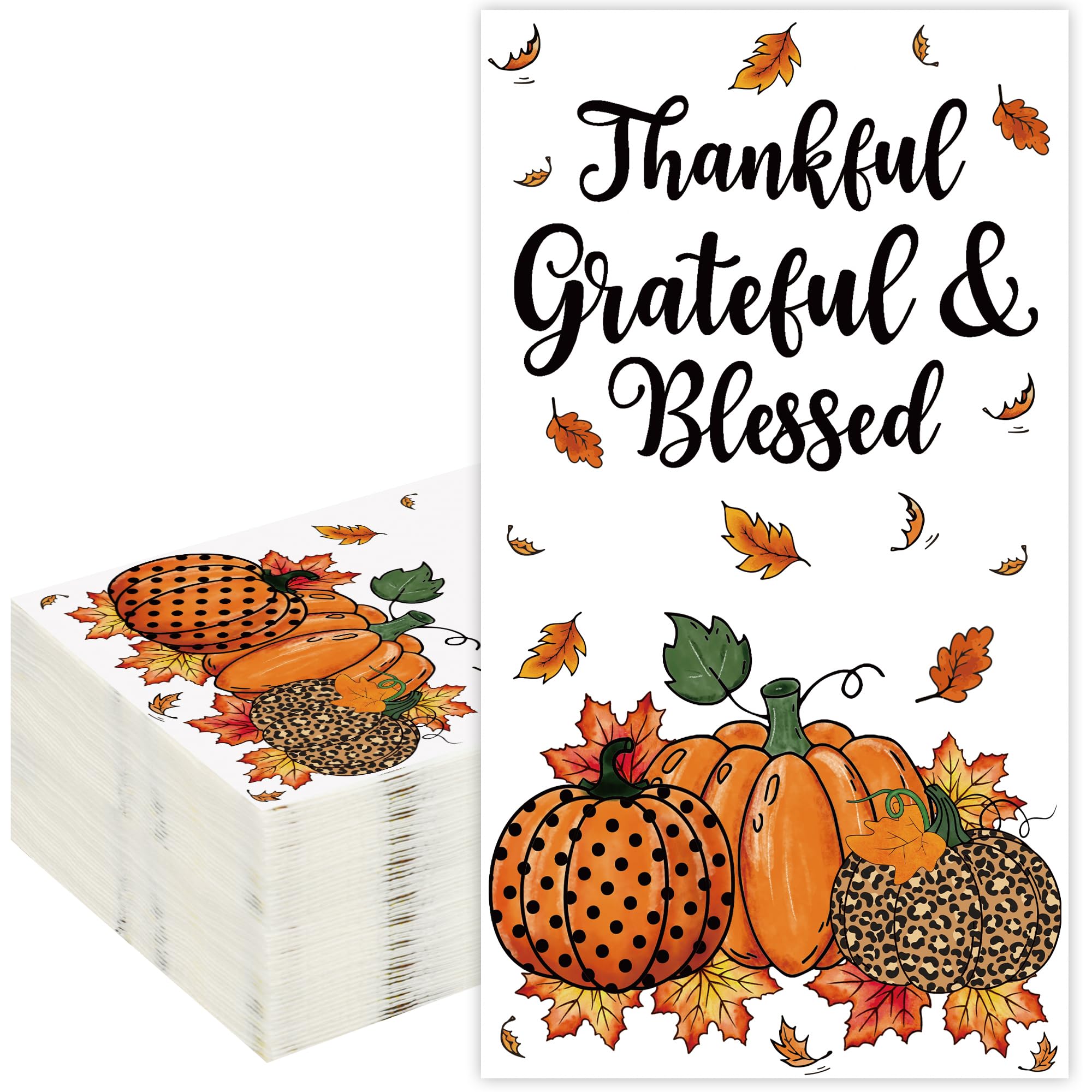 50 tovaglioli di carta usa e getta a 3 strati con zucca e foglia d'acero, per festa del Ringraziamento, raccolto autunnale, cena a casa, cucina, vacanze, feste, 50 pezzi