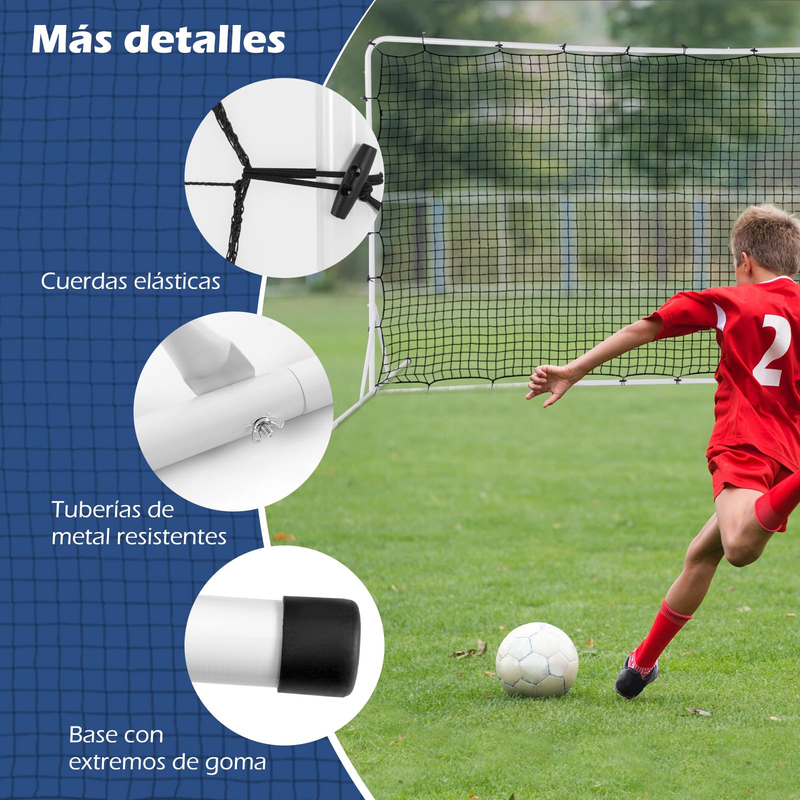 COSTWAY Porteria Futbol Niños, 372,5 x 151 x 182,5 cm, Porteria Futbol Jardin con Bolsa de Transporte, Regalo, Montaje Rápido, Red de Futbol