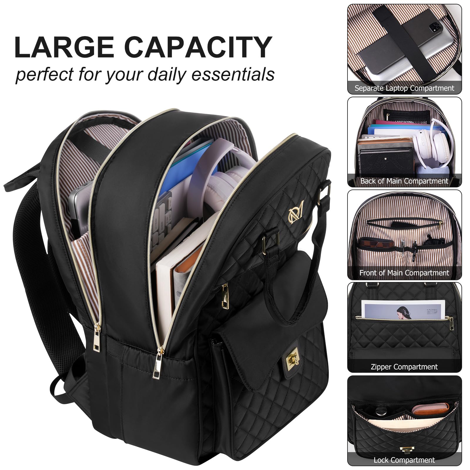 Zaino Porta PC Donna,Zaino Universita Ragazza per Lavoro Viaggio,Ufficio,Sportivo,Business,Scuola,Zaino Casual Borsa per Laptop Computer,Impermeabile e Antifurto