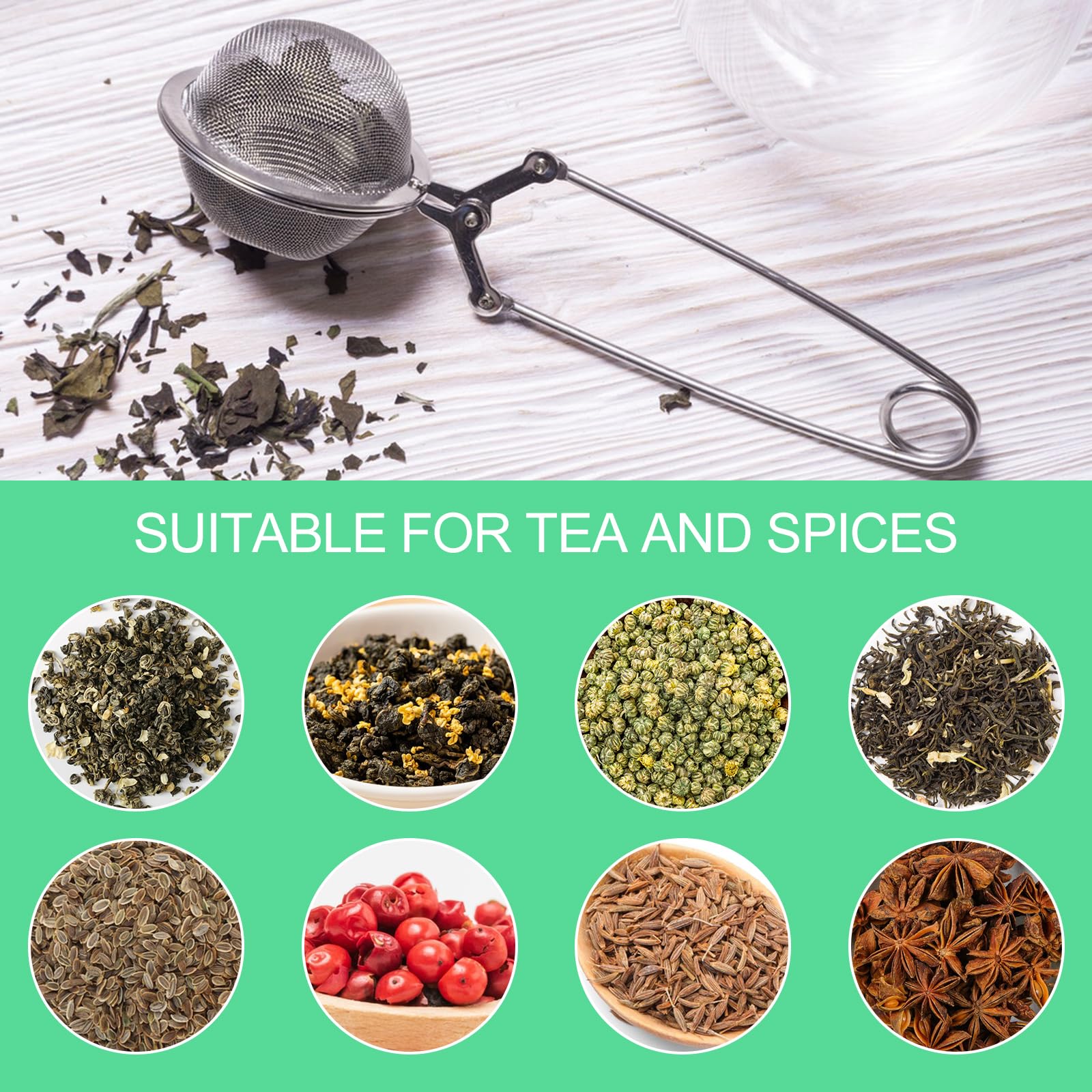 4 Piezas Infusor de Bola de Té, Bolas de Té de Acero Inoxidable, Infusor de Té, Pinza de Filtro de Té, Reutilizable, Bolas Infusoras para Hojas Sueltas, Especias, Hierbas y Condimentos