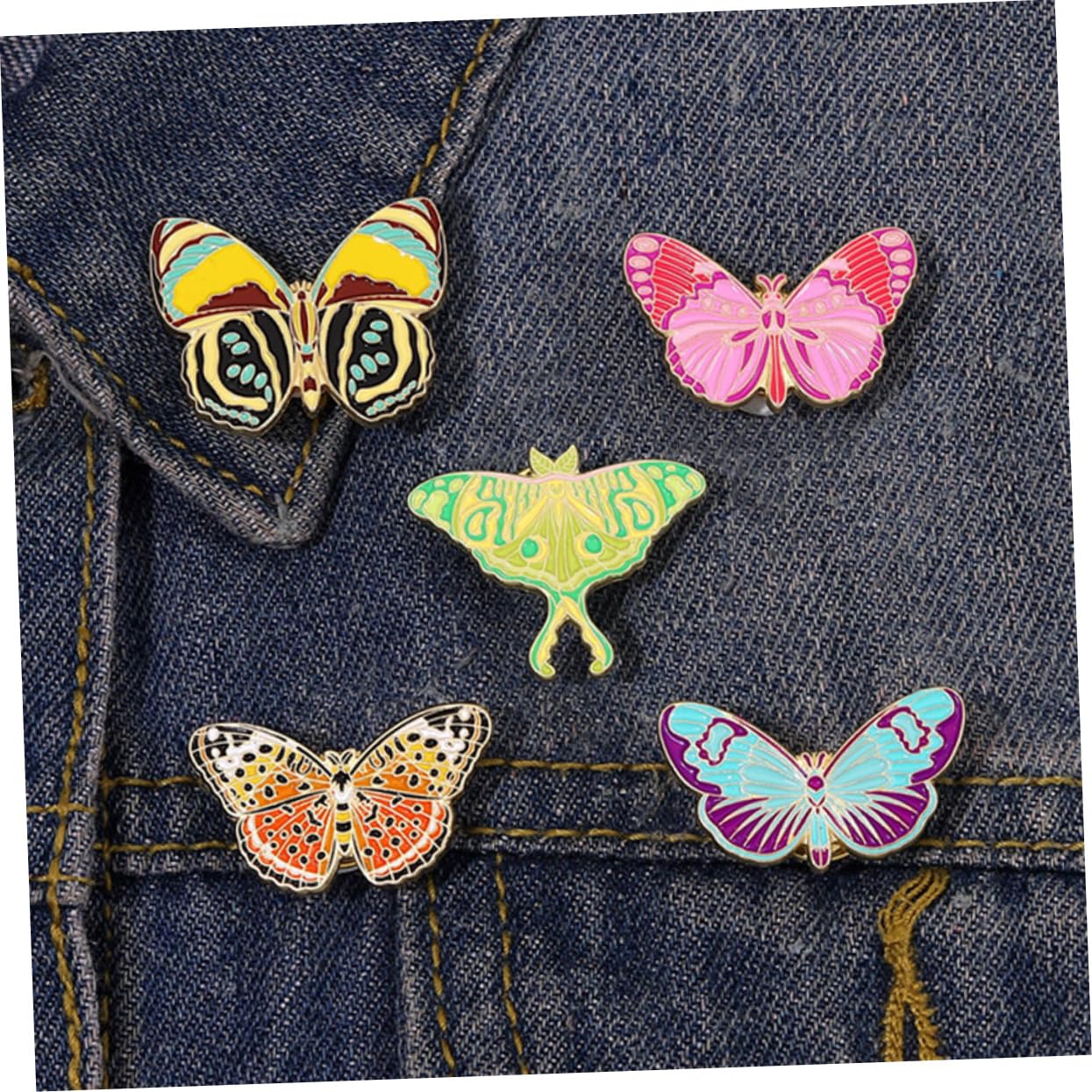 Veemoon 5 Sätze Insekten Schmetterlings Anstecker Emaille Brosche Rucksack Anstecker Insektenschmuck Rucksack Anstecker Schmetterlings Schal Anstecker Tier Anstecker 5 Stück * 5