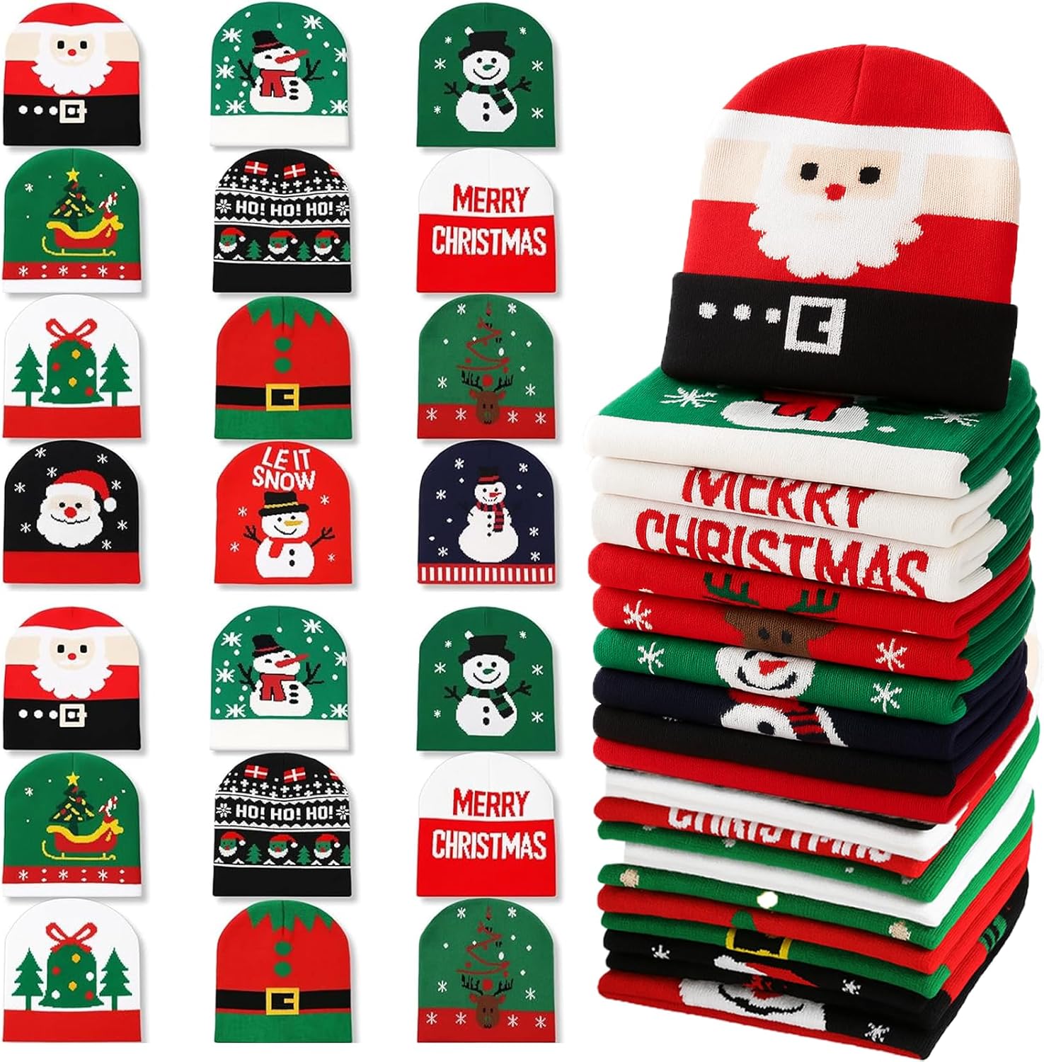 Christmas Beanie Hats Bulk Winter Knitted Beanie Hat Xmas Warm Cold Weather Caps for Men Women Christmas Party Gift