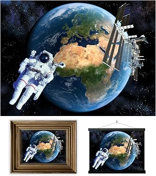 3D LiveLife Lenticular Pictures - Earth From Space from Deluxebase. A3 Unframed Deep 3D Effect Space Wall Art for Living Room, Bedroom or Kitchen. Unique Astronaut Print Poster for Home Decor.